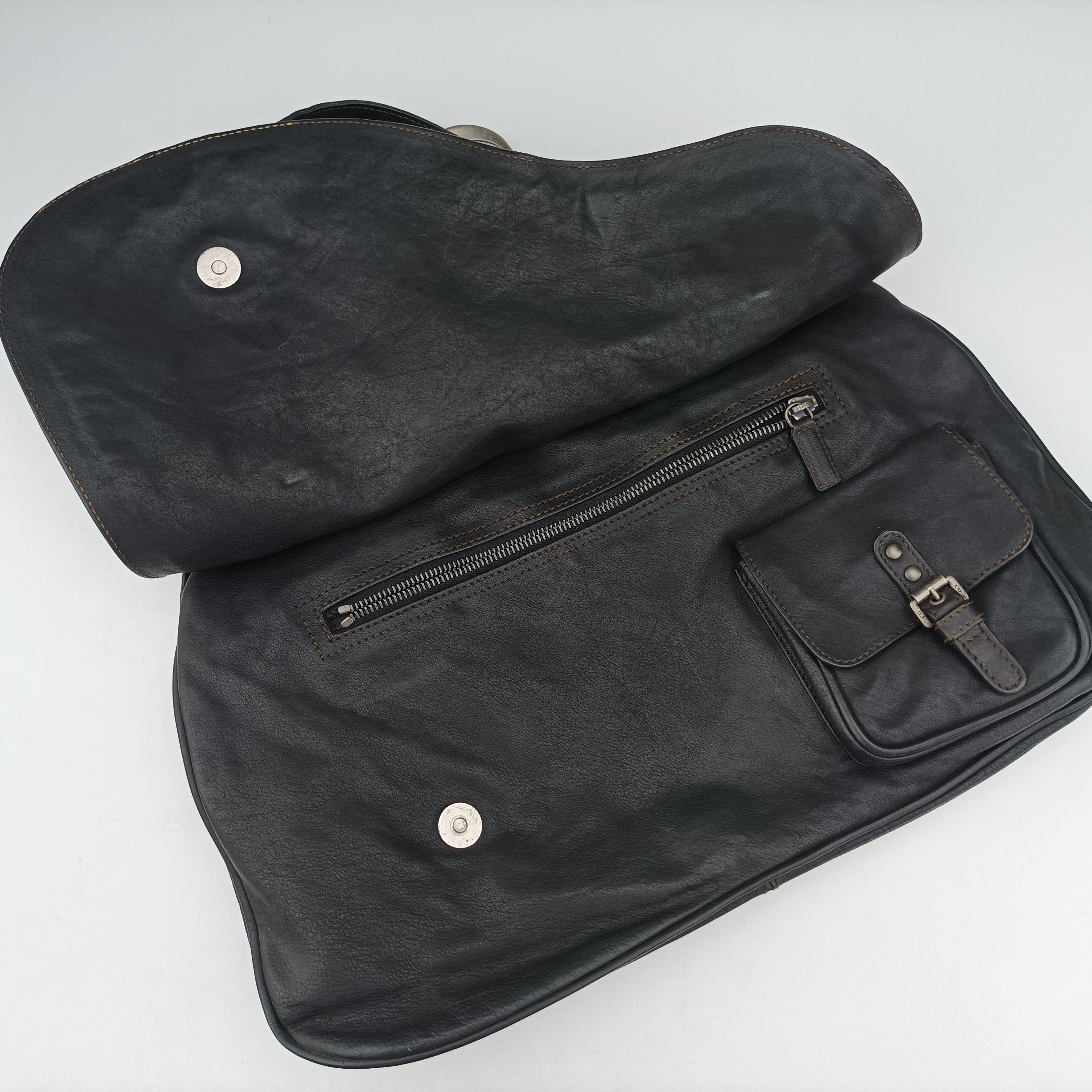 Pre-owned Christian Dior Gaucho Black × Brown Leather  handbag | stylenewstar