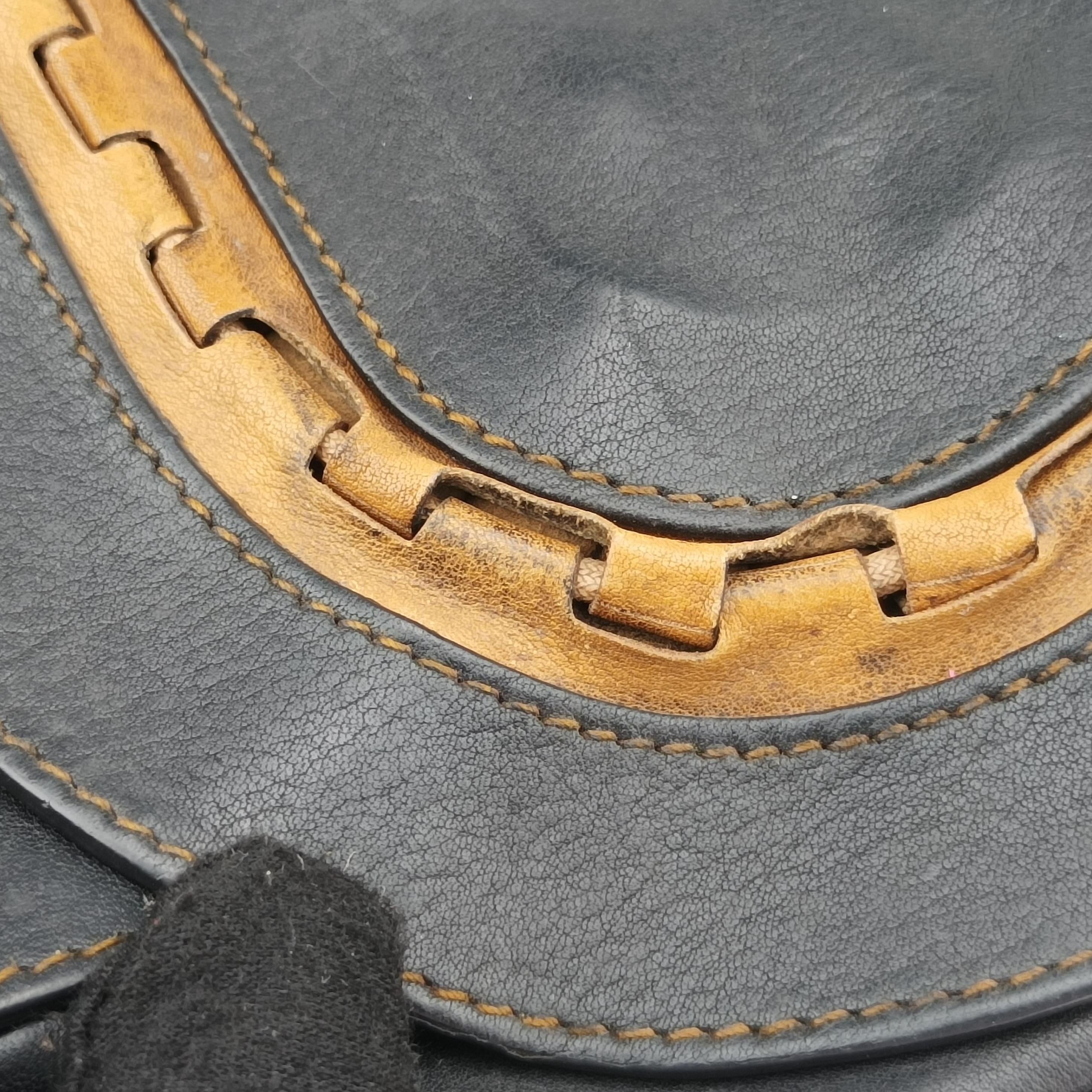 Pre-owned Christian Dior Gaucho Black × Brown Leather  handbag | stylenewstar