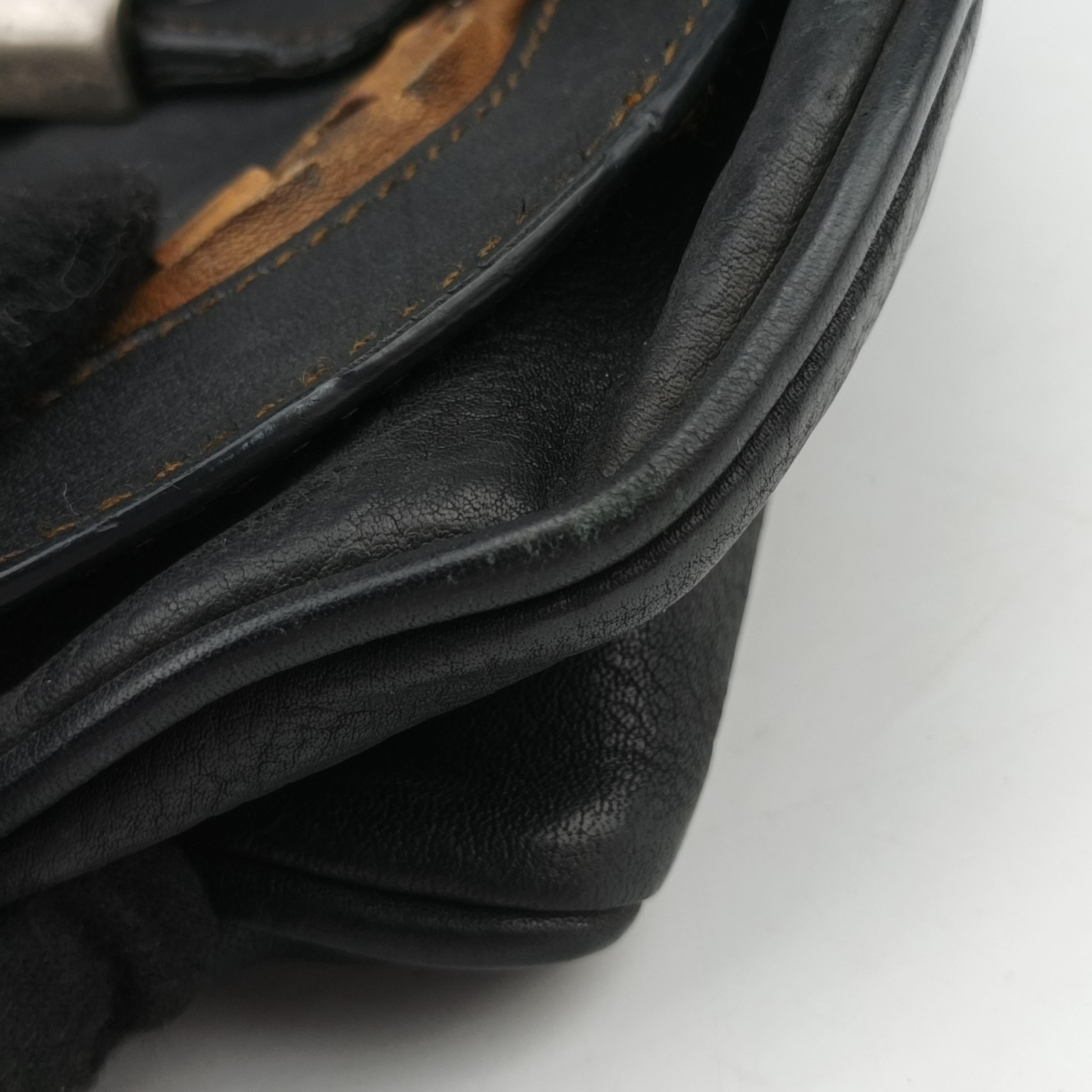 Pre-owned Christian Dior Gaucho Black × Brown Leather  handbag | stylenewstar