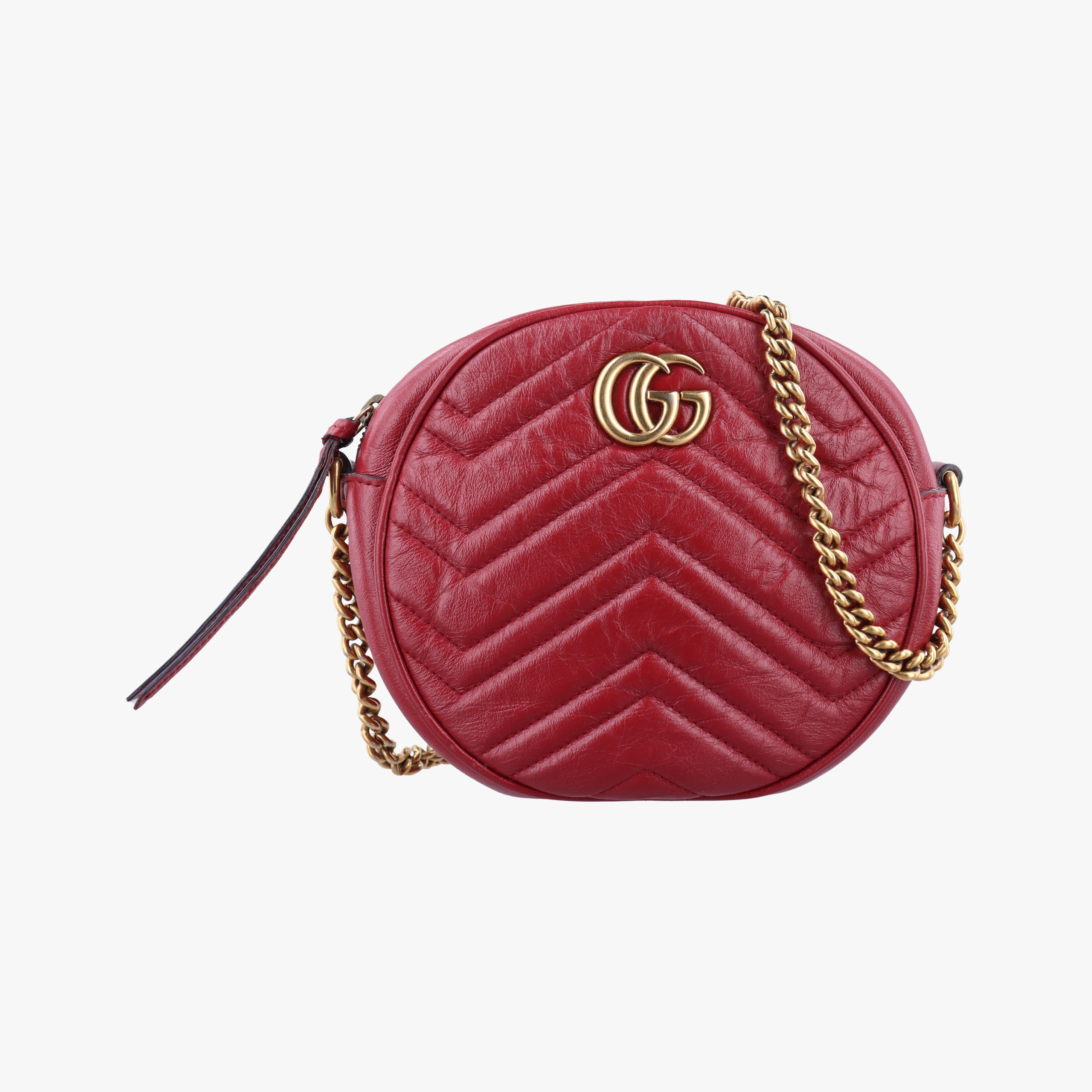 Pre-owned Gucci GG Marmont Red Leather 550154 shoulderbag | stylenewstar