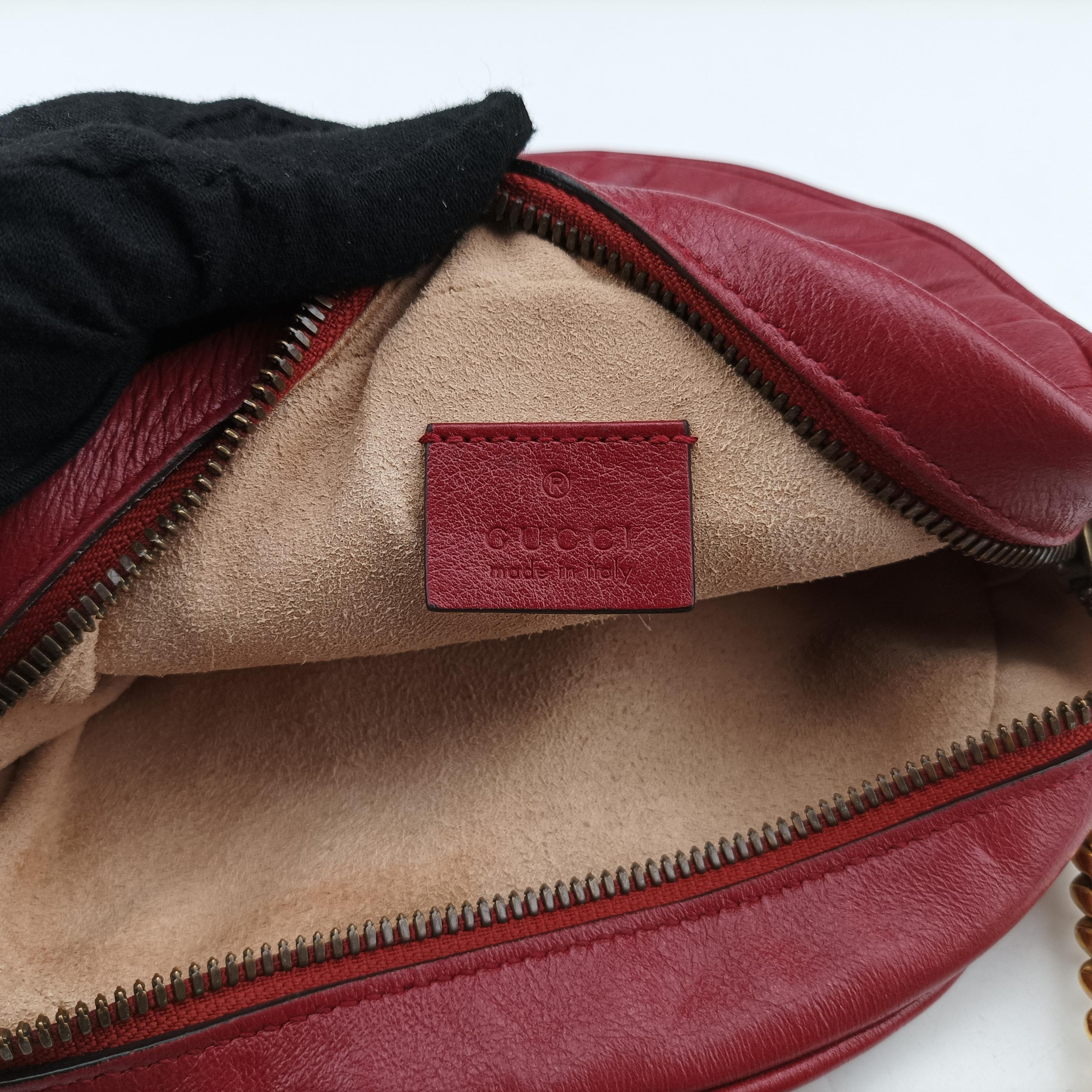 Pre-owned Gucci GG Marmont Red Leather 550154 shoulderbag | stylenewstar
