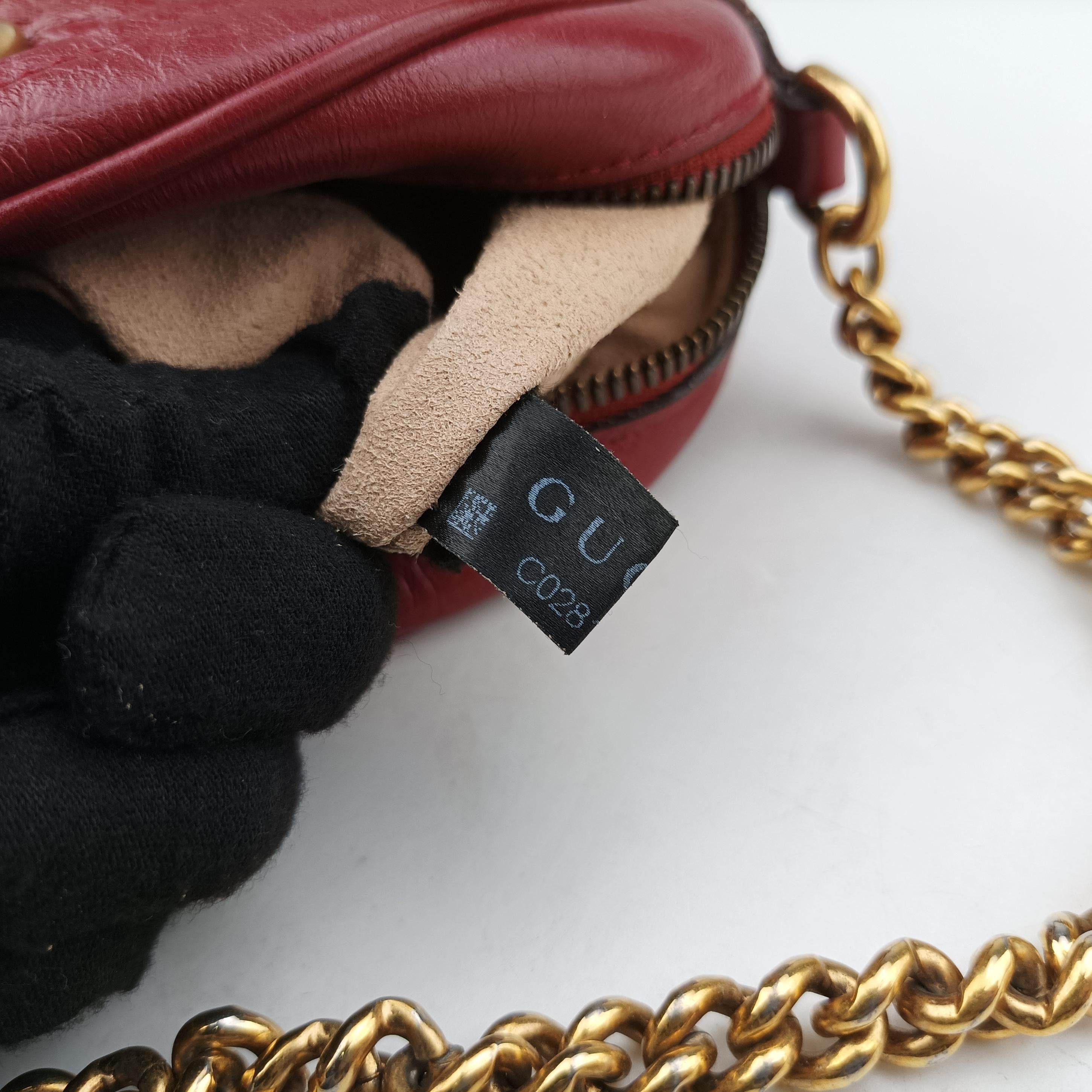 Pre-owned Gucci GG Marmont Red Leather 550154 shoulderbag | stylenewstar