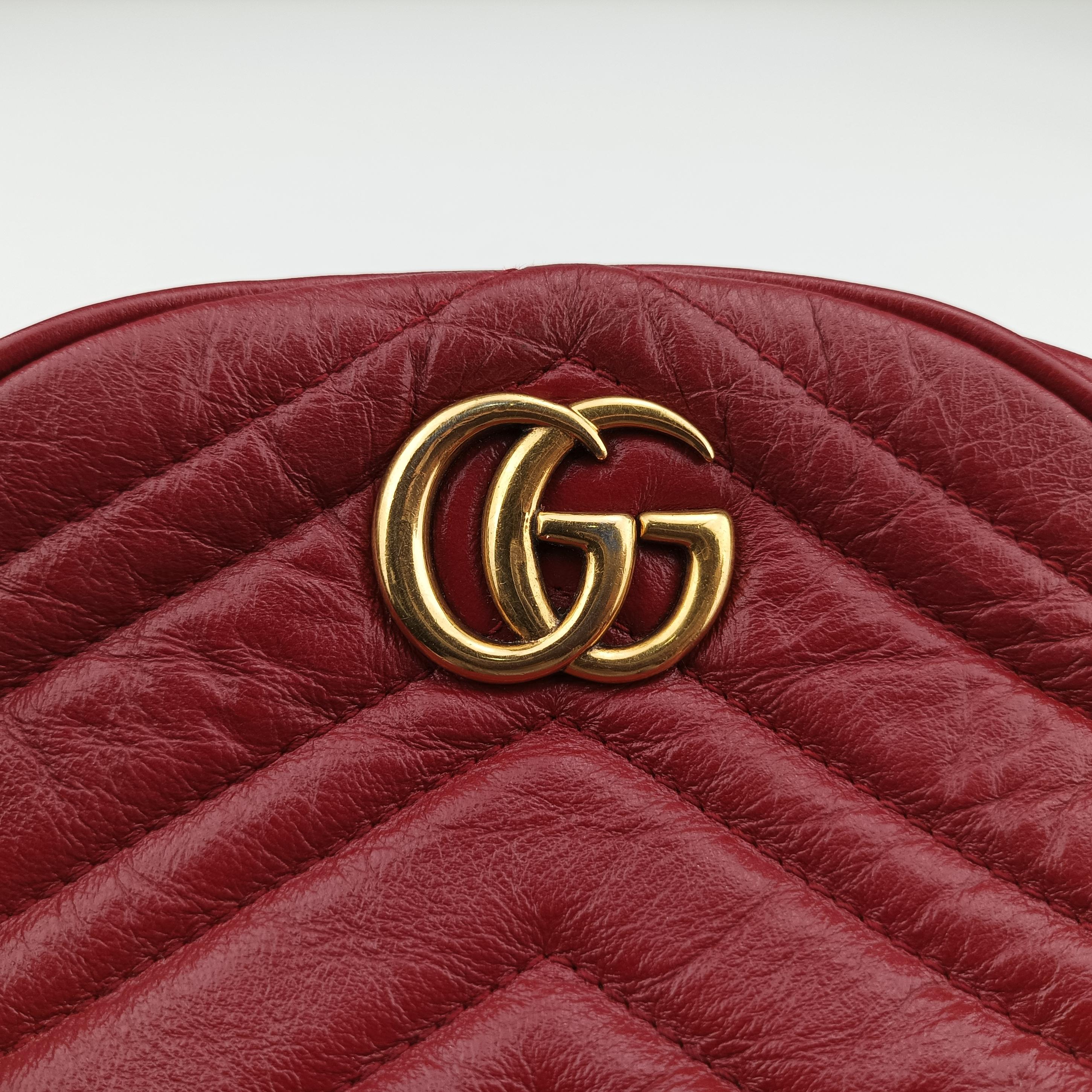 Pre-owned Gucci GG Marmont Red Leather 550154 shoulderbag | stylenewstar