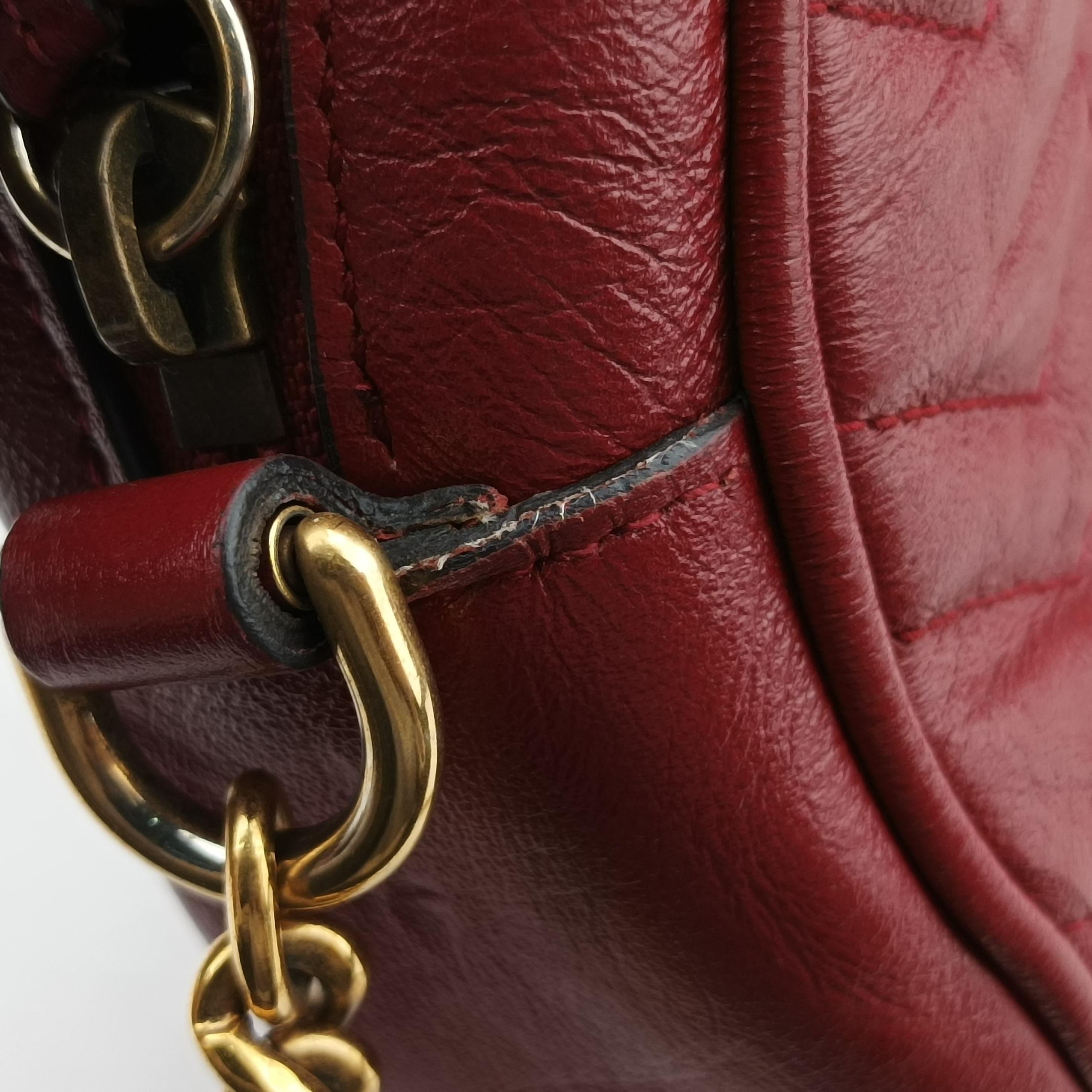 Pre-owned Gucci GG Marmont Red Leather 550154 shoulderbag | stylenewstar