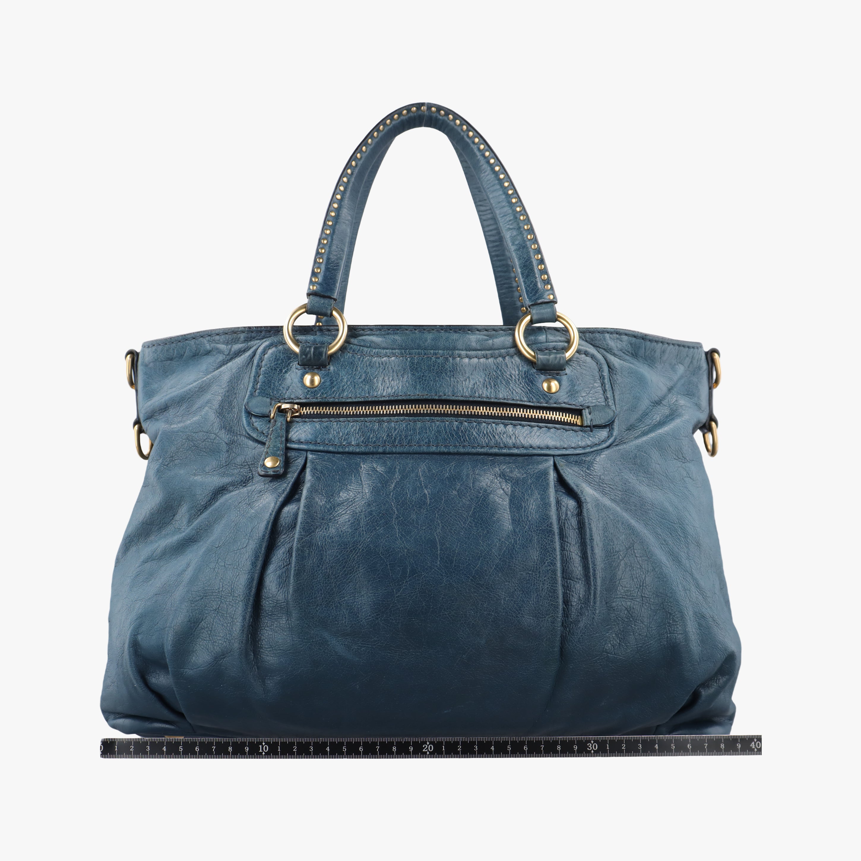 Pre-owned Miu Miu heart charm Blue Leather  shoulderbag | stylenewstar