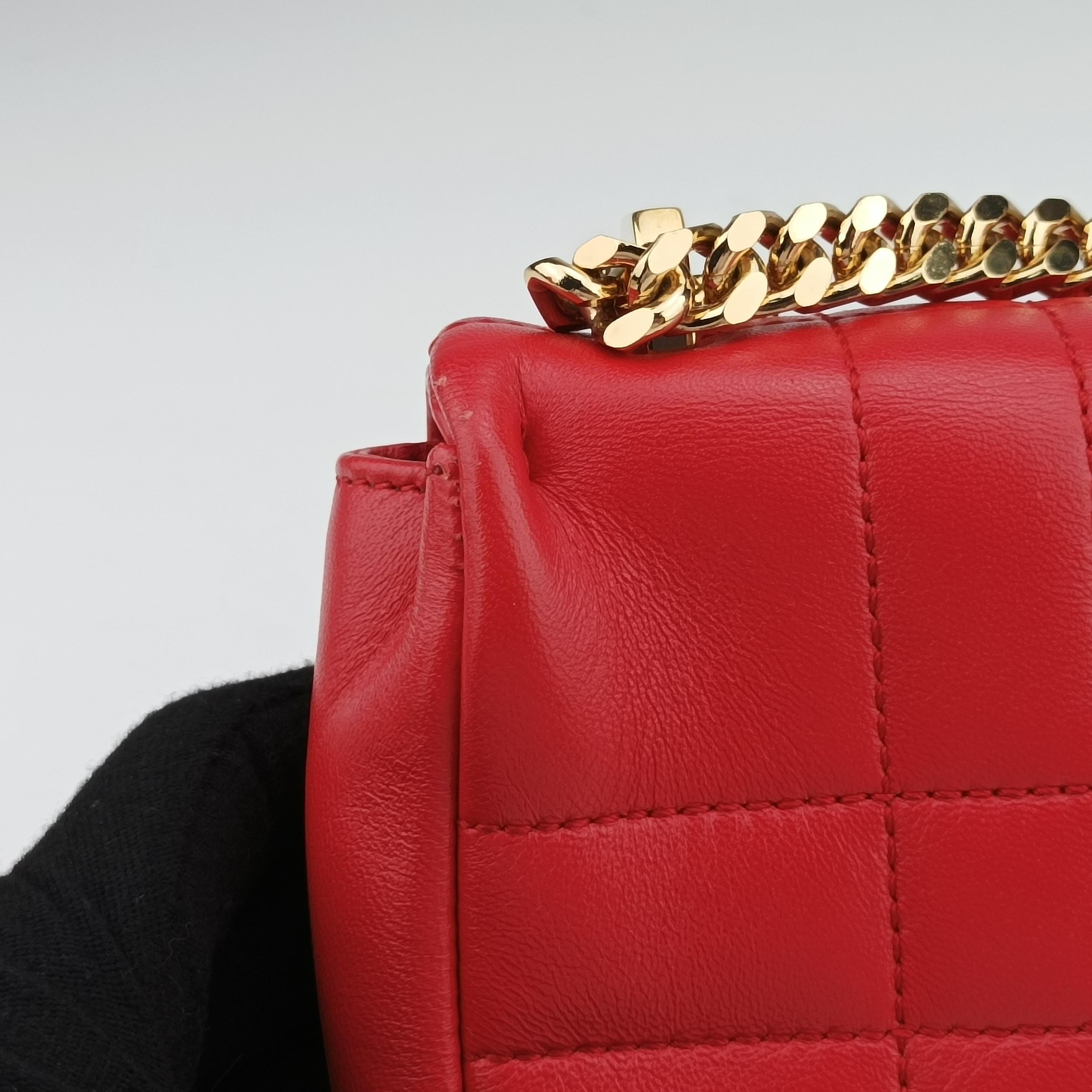 Pre-owned Burberry Lola chain TB Red Leather  shoulderbag | stylenewstar