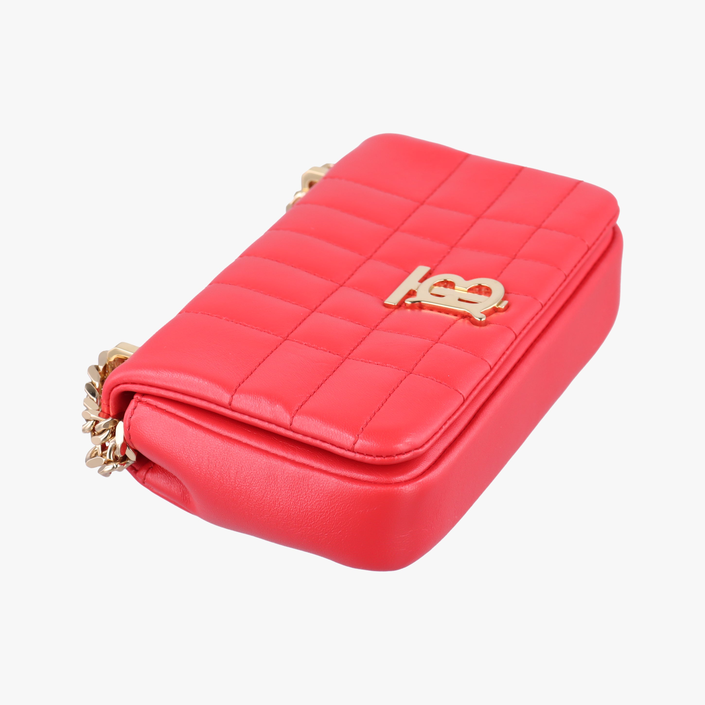 Pre-owned Burberry Lola chain TB Red Leather  shoulderbag | stylenewstar