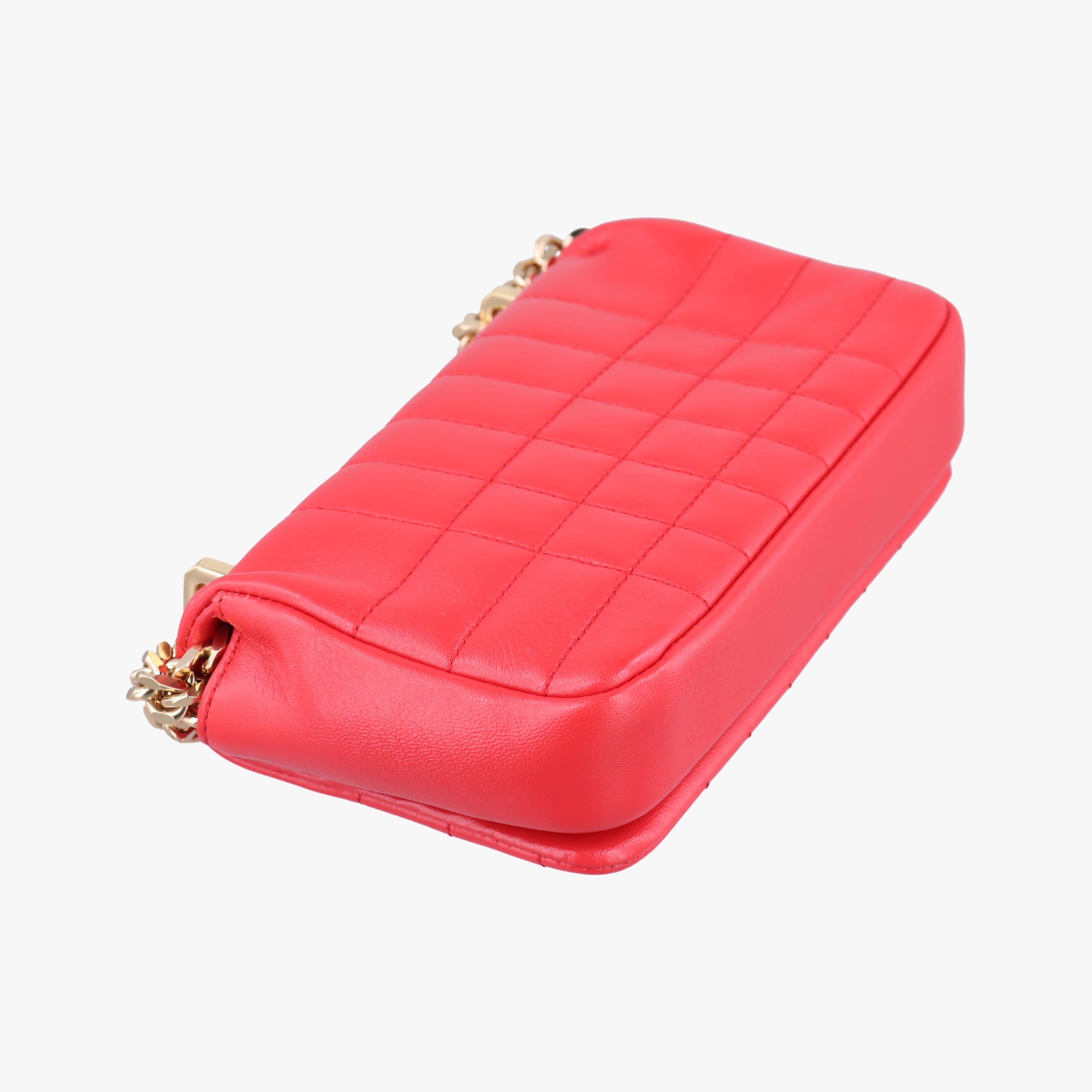 Pre-owned Burberry Lola chain TB Red Leather  shoulderbag | stylenewstar