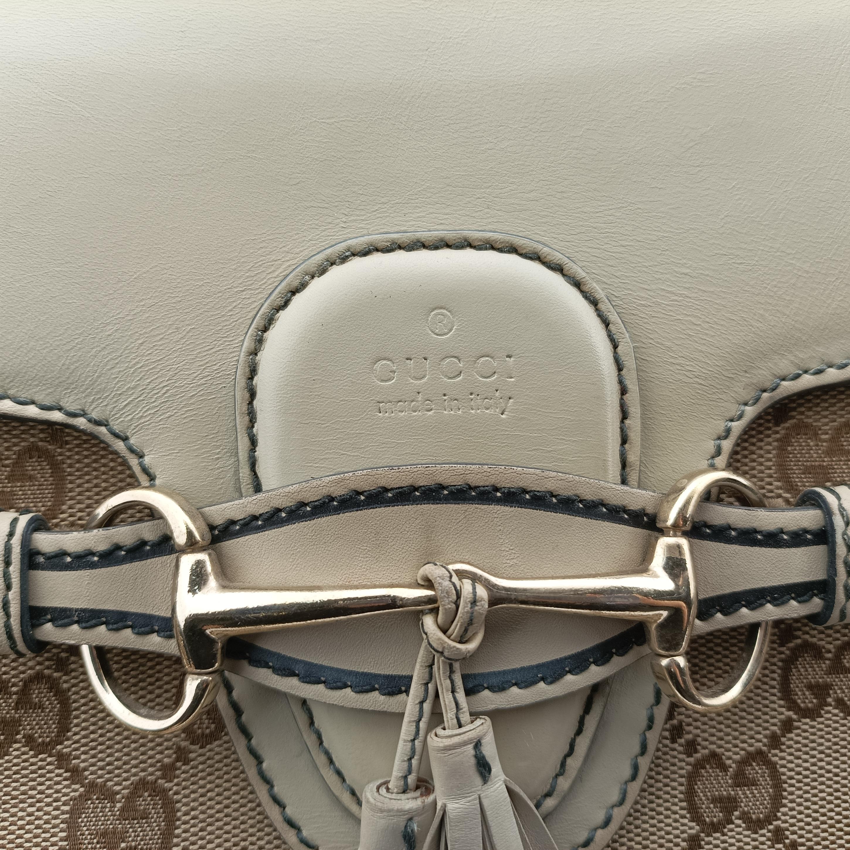 Vintage Gucci Emily Beige×White canvas×leather 295403 shoulderbag | stylenewstar