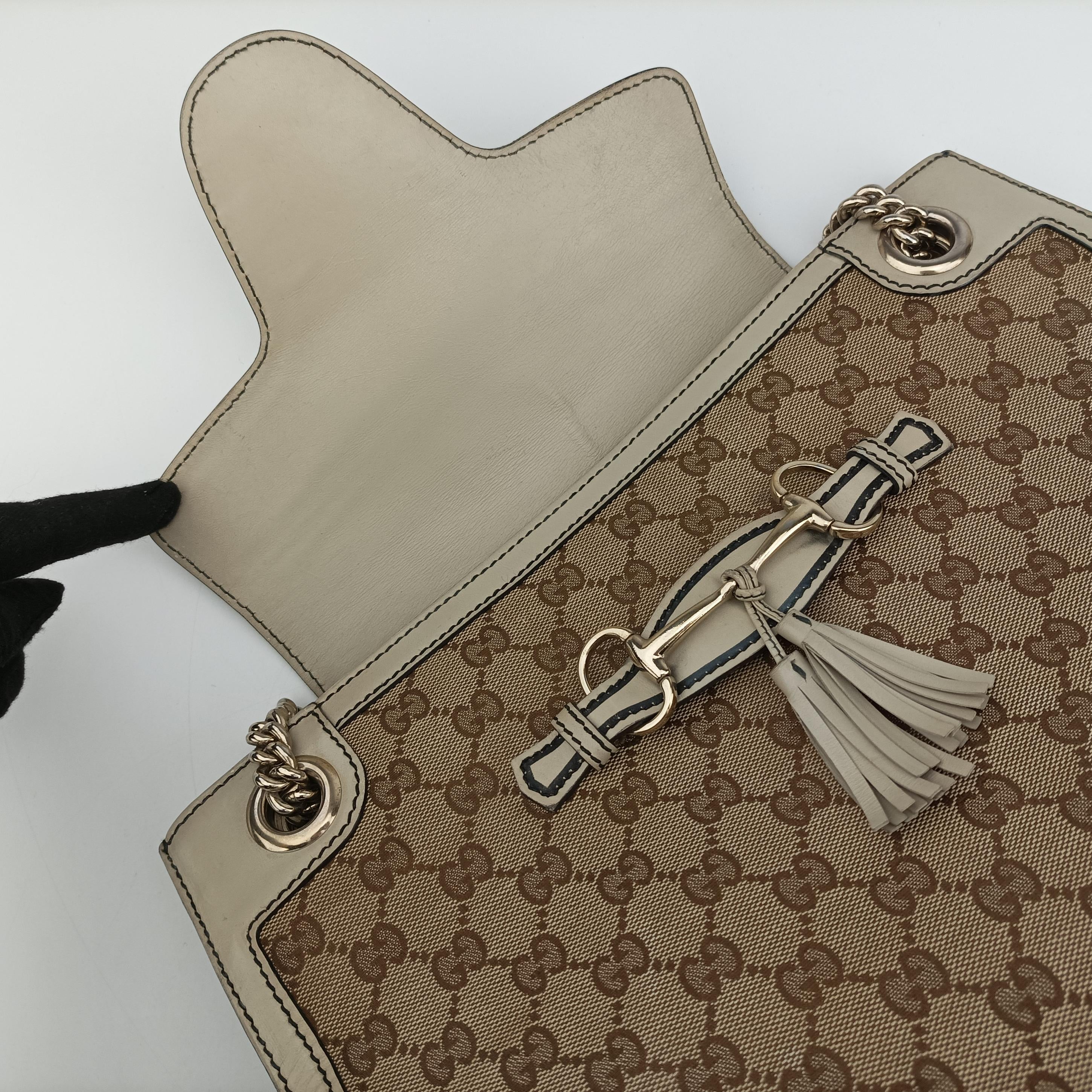 Vintage Gucci Emily Beige×White canvas×leather 295403 shoulderbag | stylenewstar