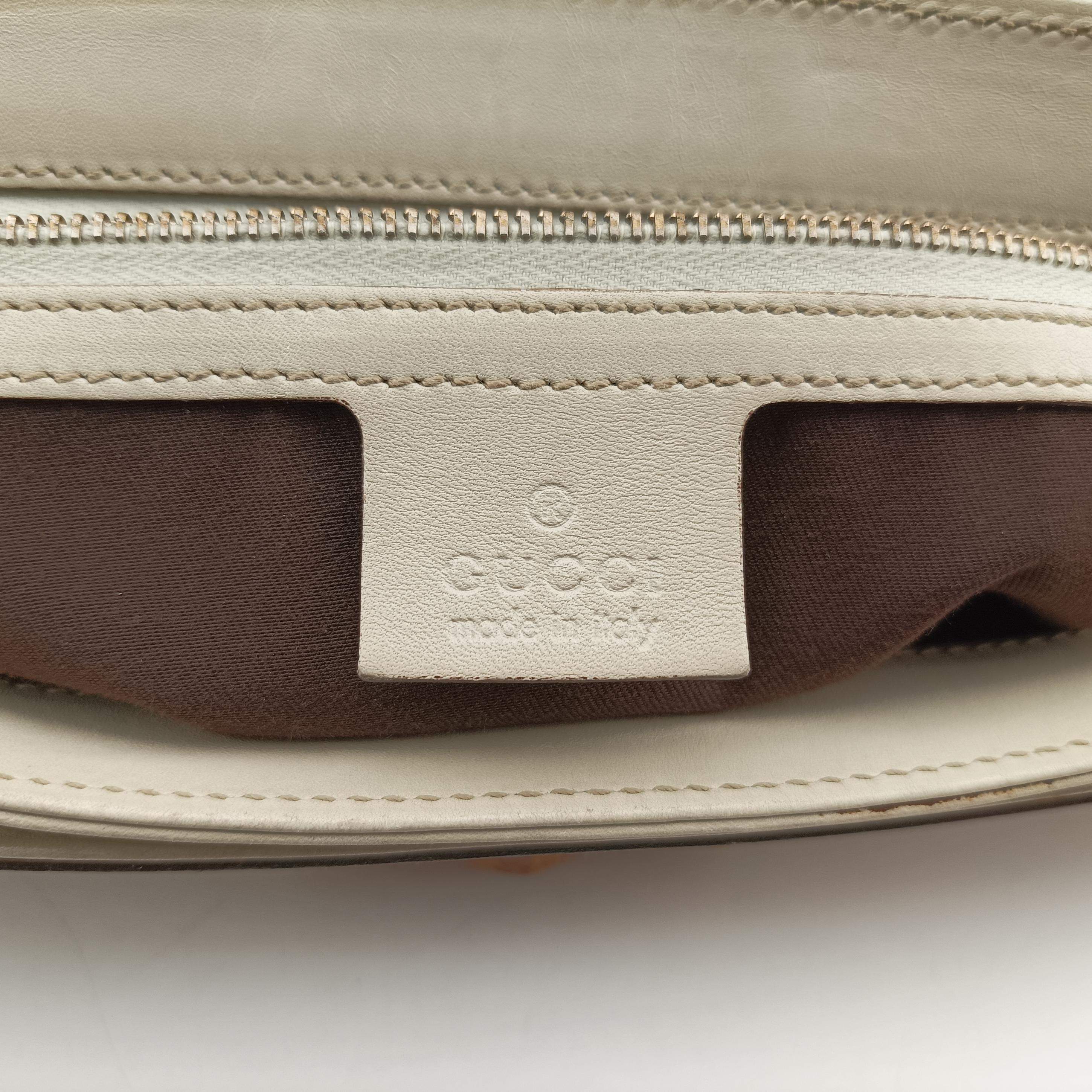 Pre-owned Gucci Bamboo Top Handle White Leather 159067 shoulderbag | stylenewstar
