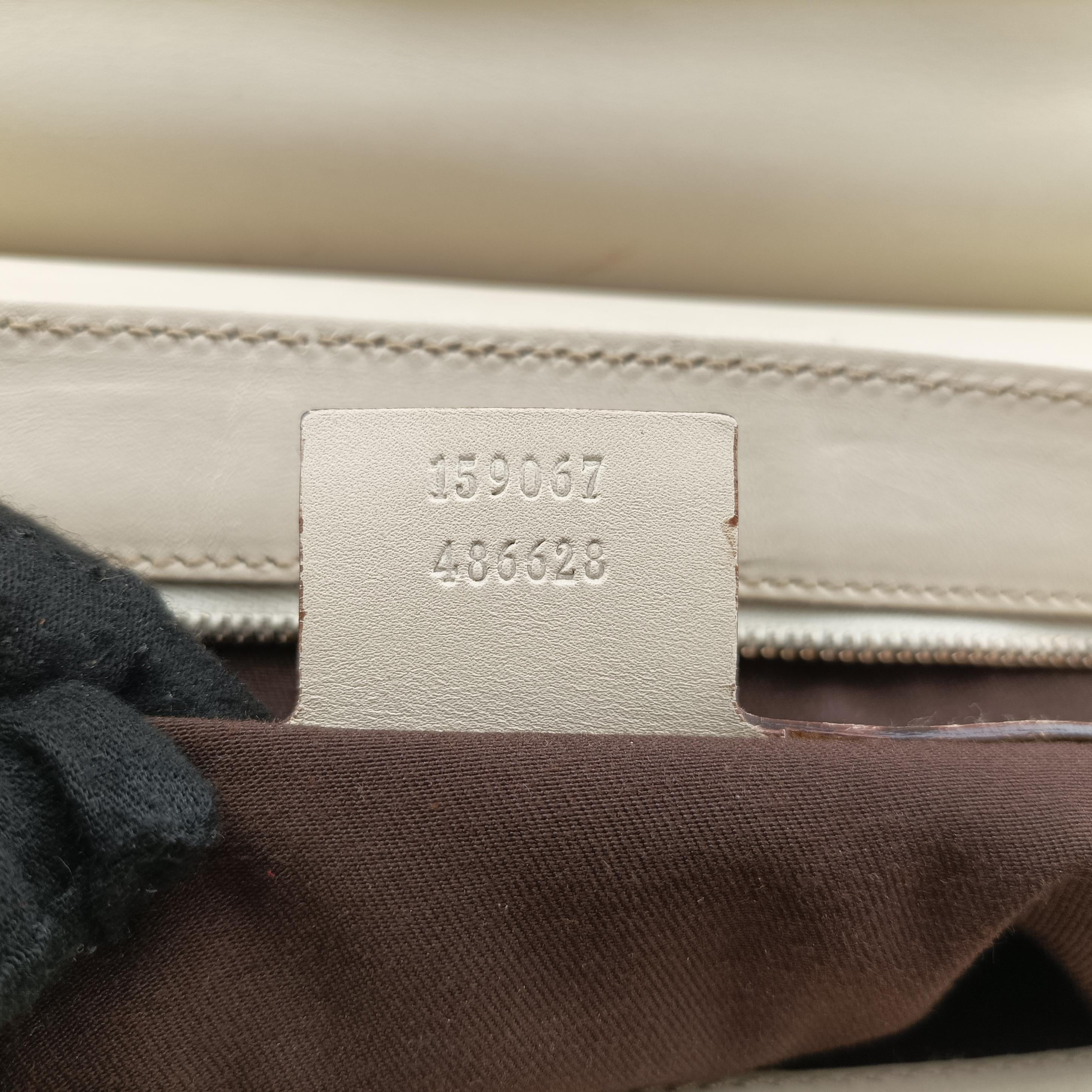 Pre-owned Gucci Bamboo Top Handle White Leather 159067 shoulderbag | stylenewstar