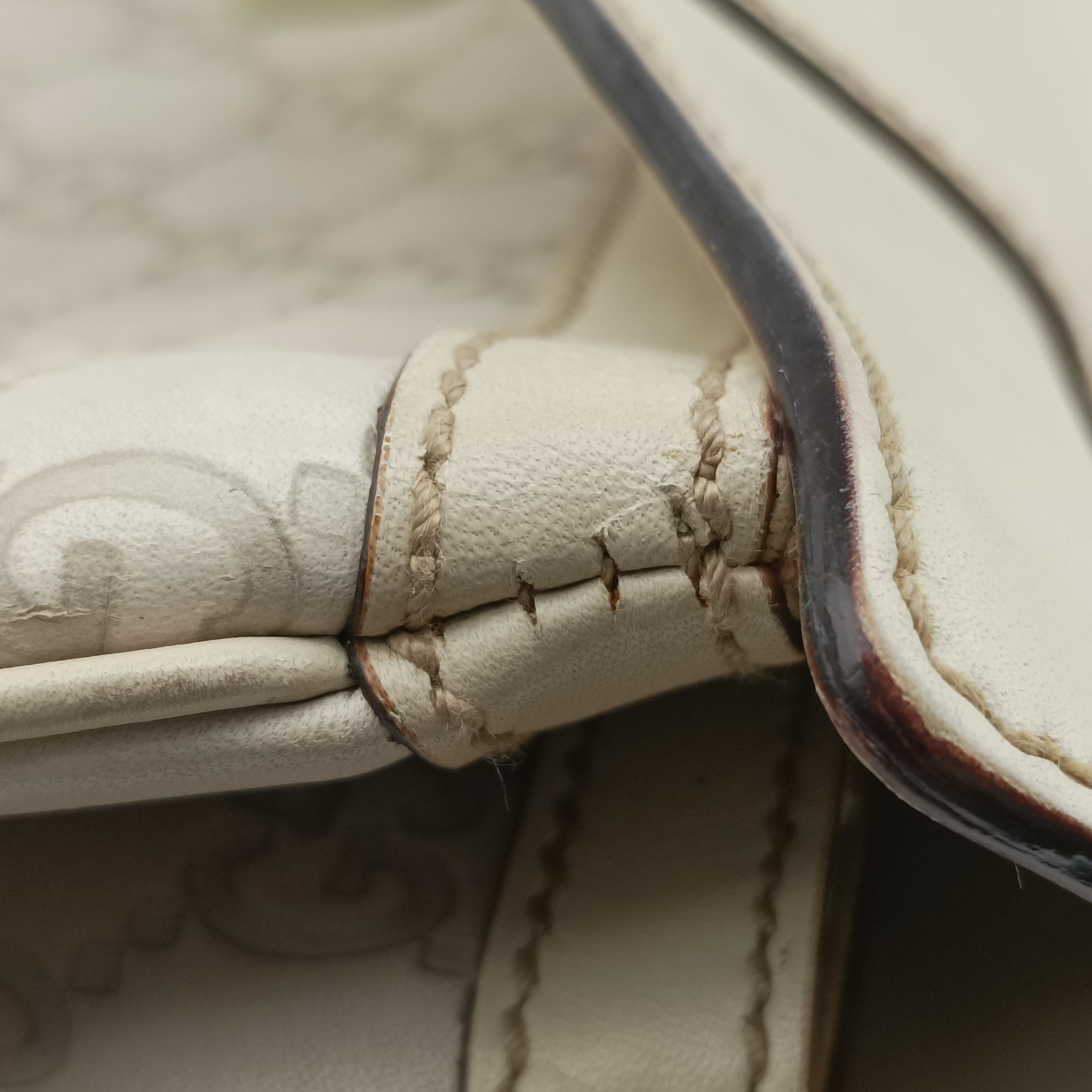 Pre-owned Gucci Bamboo Top Handle White Leather 159067 shoulderbag | stylenewstar