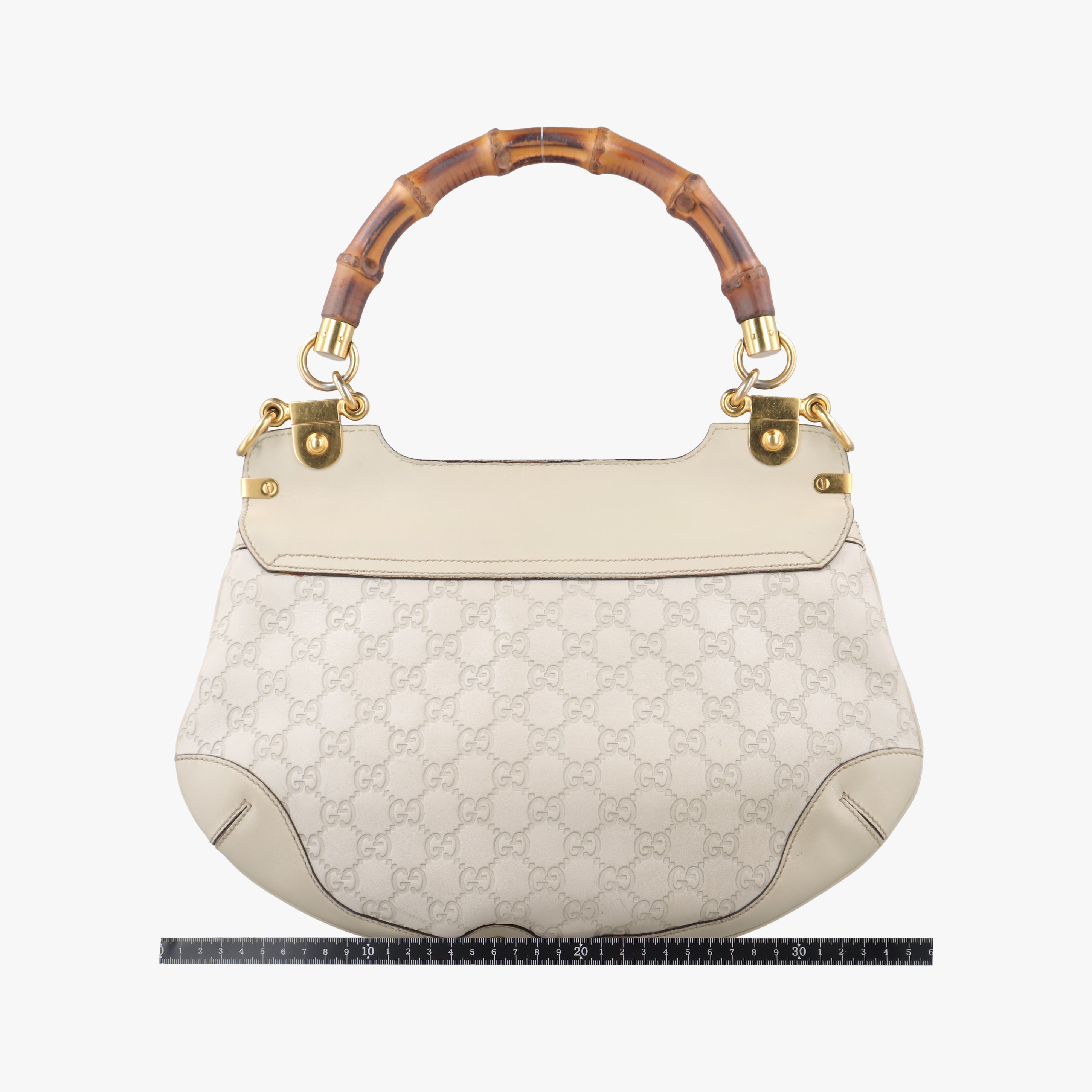 Pre-owned Gucci Bamboo Top Handle White Leather 159067 shoulderbag | stylenewstar