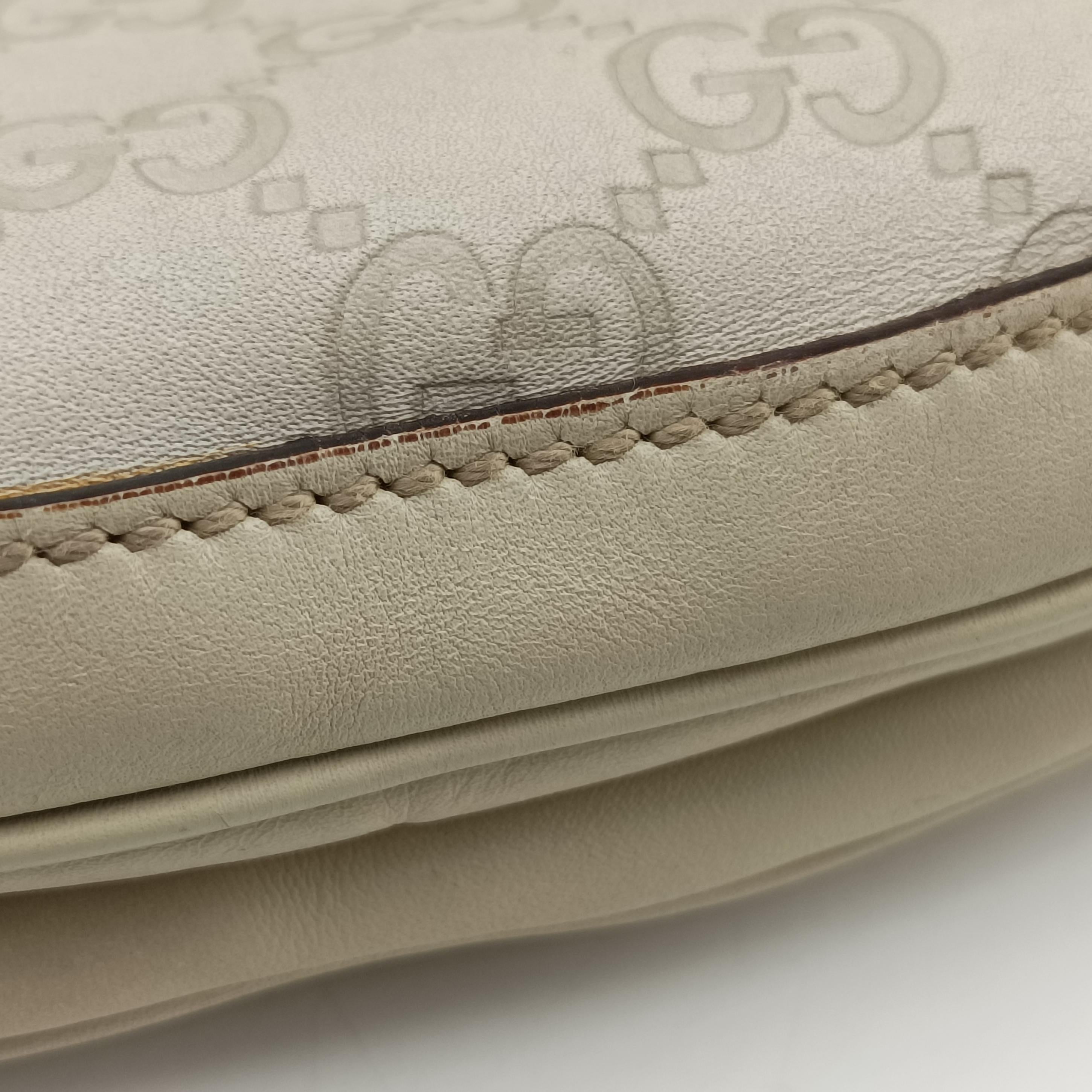 Pre-owned Gucci Bamboo Top Handle White Leather 159067 shoulderbag | stylenewstar