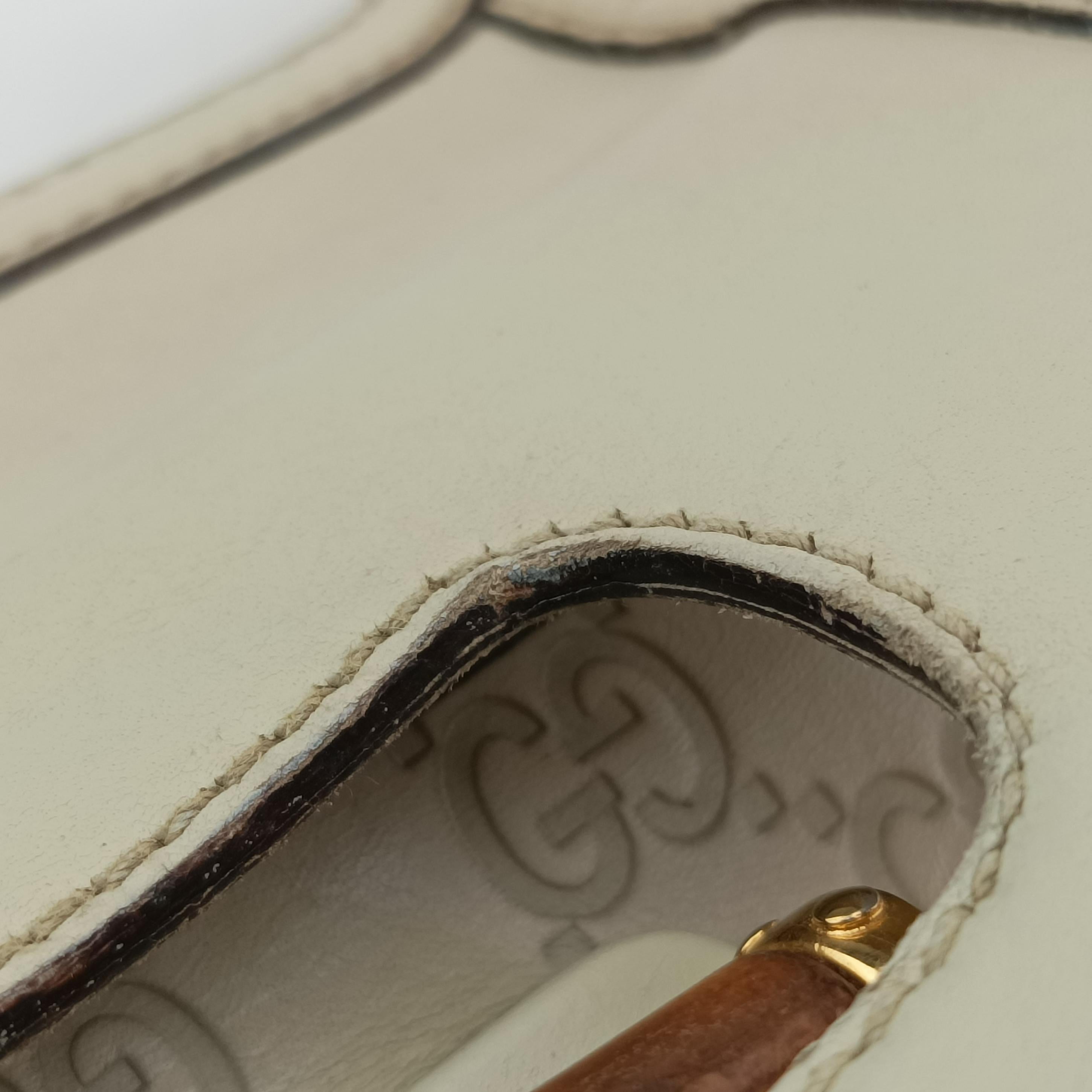 Pre-owned Gucci Bamboo Top Handle White Leather 159067 shoulderbag | stylenewstar