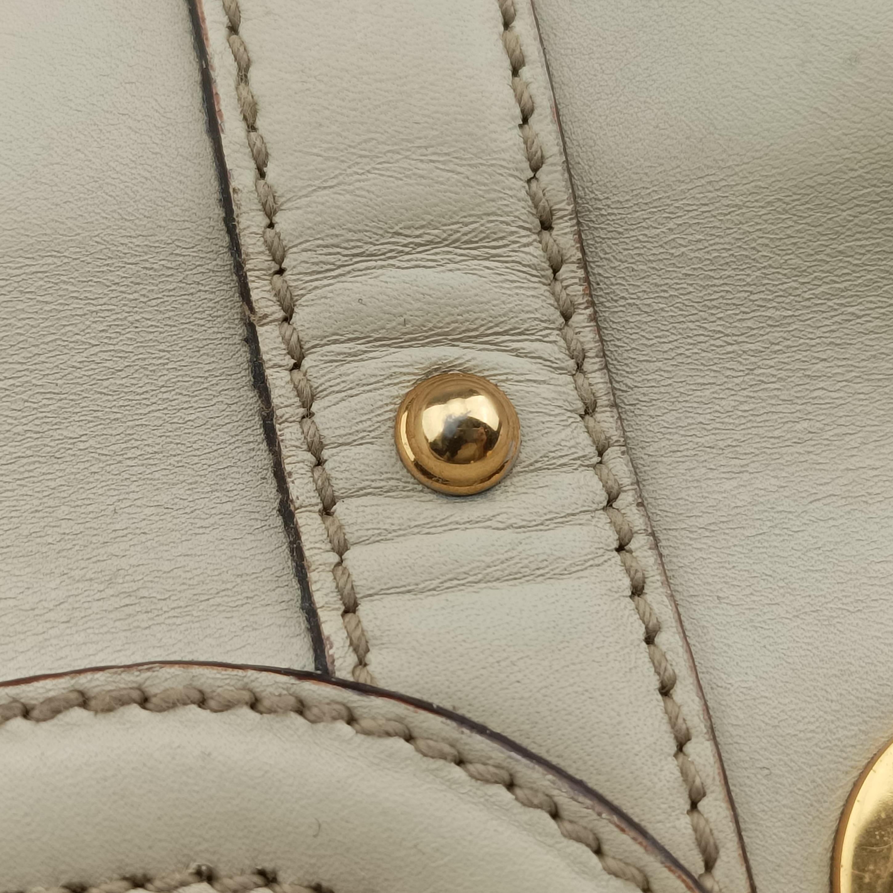 Pre-owned Gucci Bamboo Top Handle White Leather 159067 shoulderbag | stylenewstar