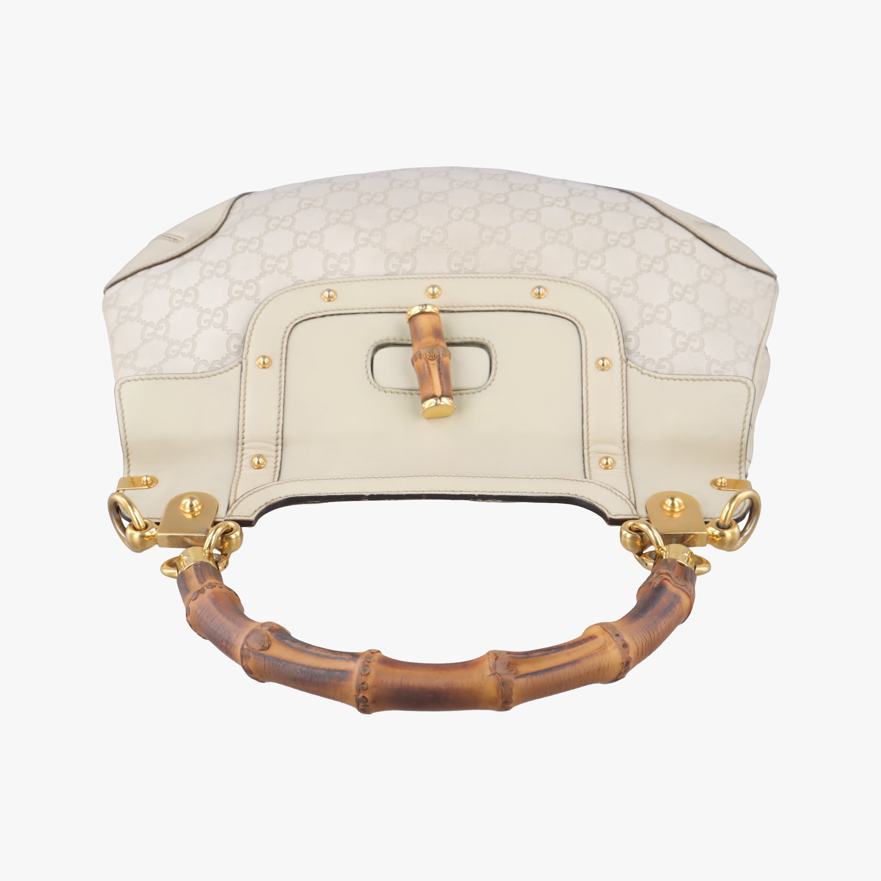 Pre-owned Gucci Bamboo Top Handle White Leather 159067 shoulderbag | stylenewstar