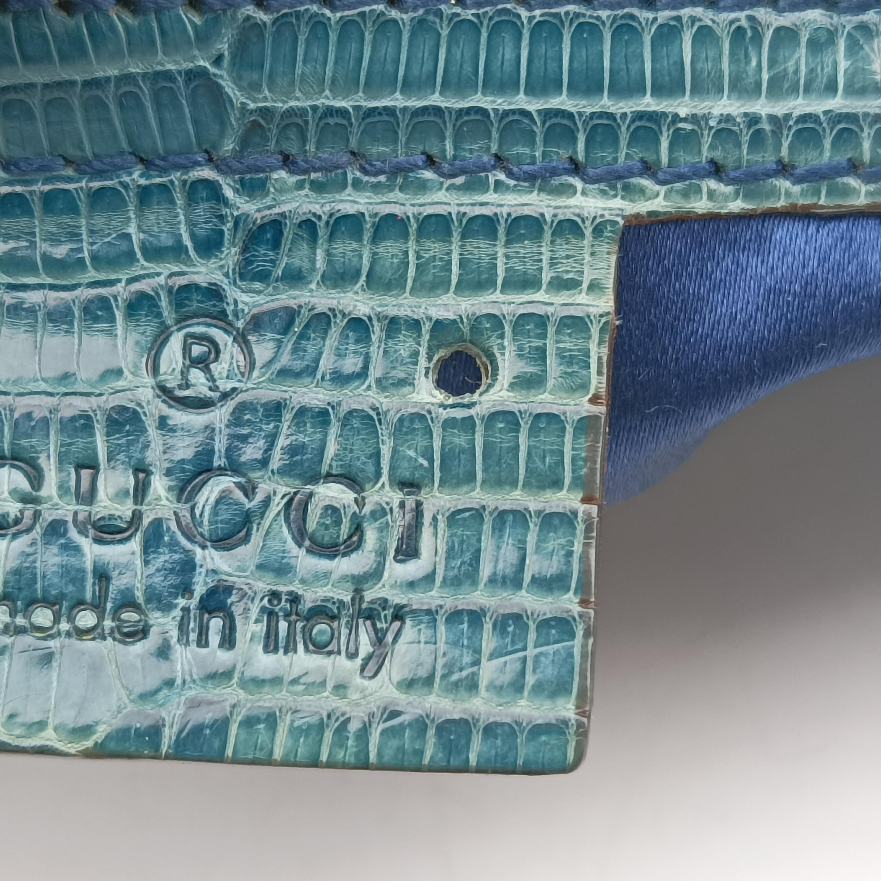 Secondhand Gucci Hobo Blue×Green Lizard Skin × Sequins 147797 handbag | stylenewstar