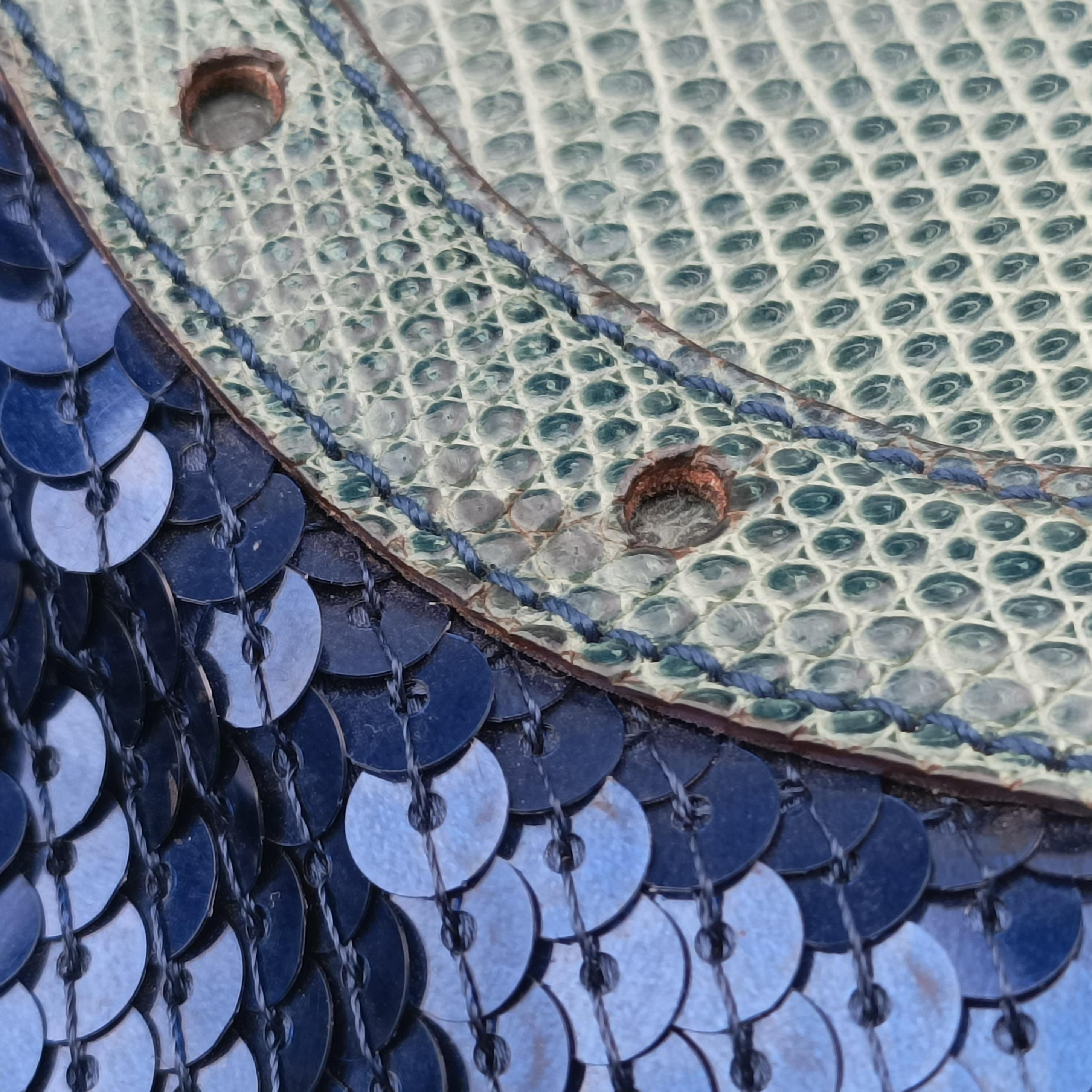 Secondhand Gucci Hobo Blue×Green Lizard Skin × Sequins 147797 handbag | stylenewstar