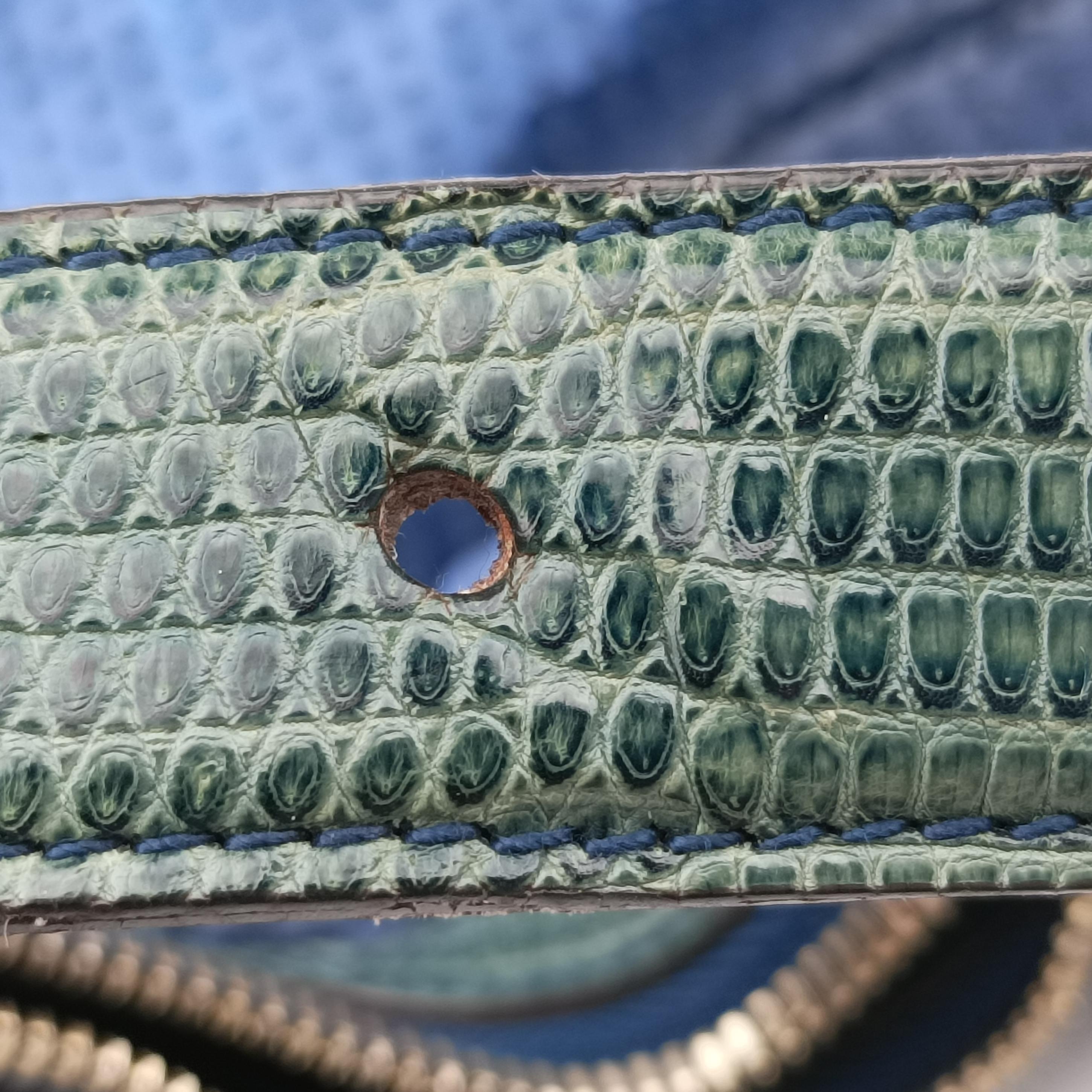 Secondhand Gucci Hobo Blue×Green Lizard Skin × Sequins 147797 handbag | stylenewstar