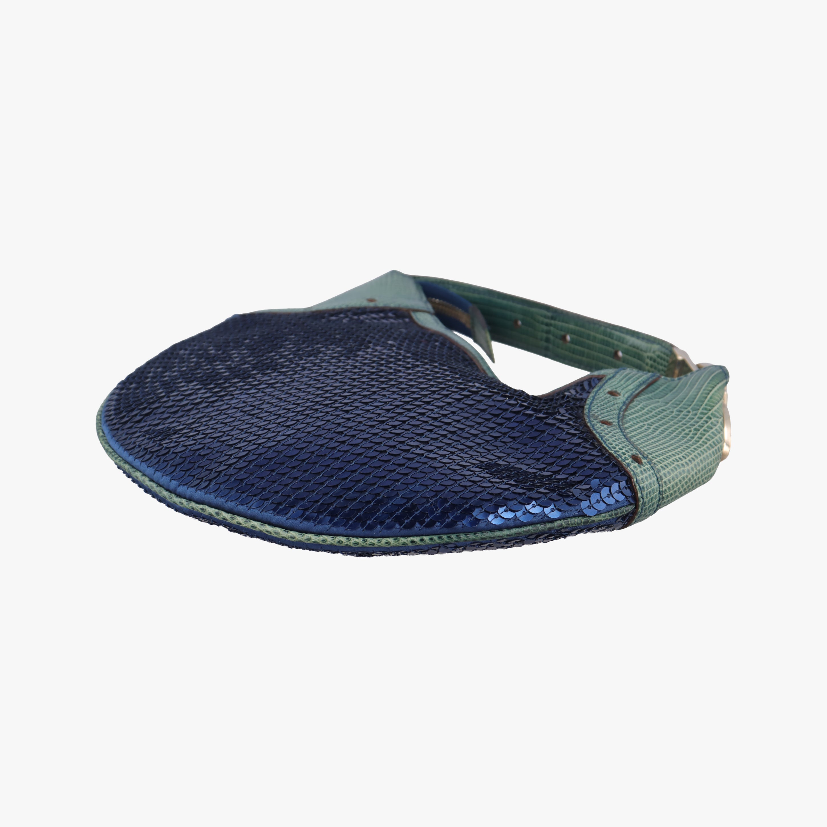 Secondhand Gucci Hobo Blue×Green Lizard Skin × Sequins 147797 handbag | stylenewstar