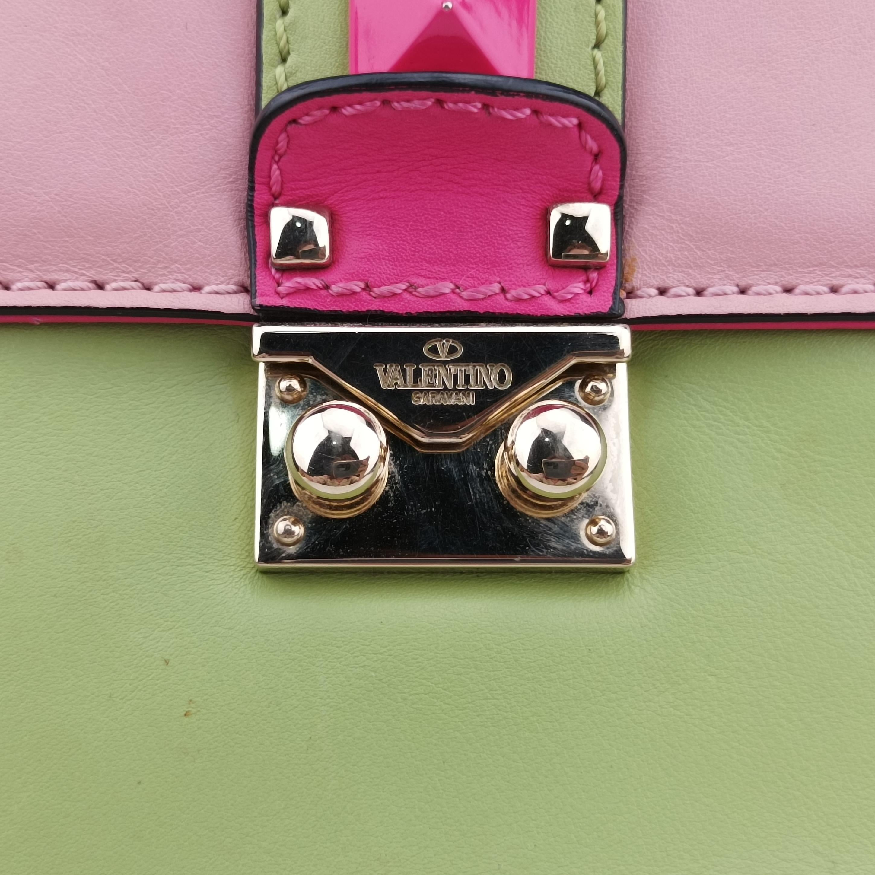 Pre-owned Valentino Rockstud Glam Lock Multicolour Leather  shoulderbag | stylenewstar