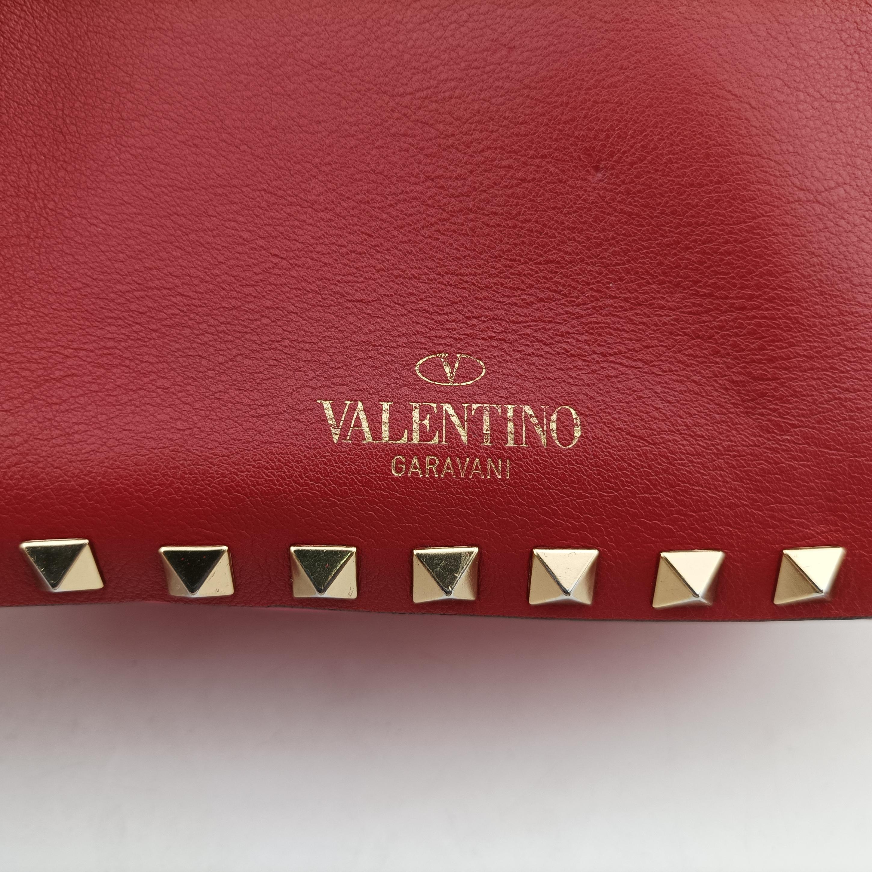 Pre-owned Valentino Rockstud Red x Pink x Gray Leather  shoulderbag | stylenewstar