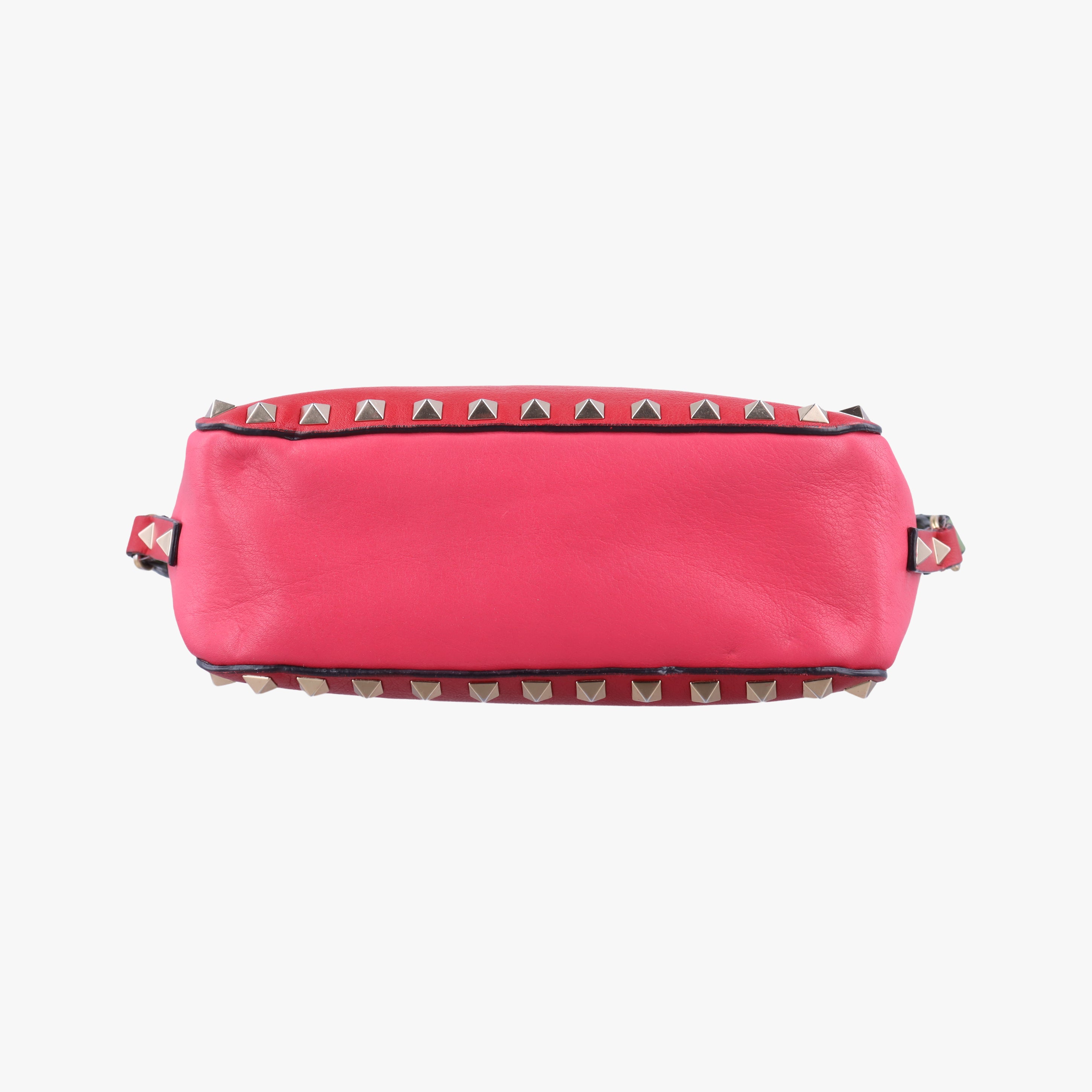 Pre-owned Valentino Rockstud Red x Pink x Gray Leather  shoulderbag | stylenewstar