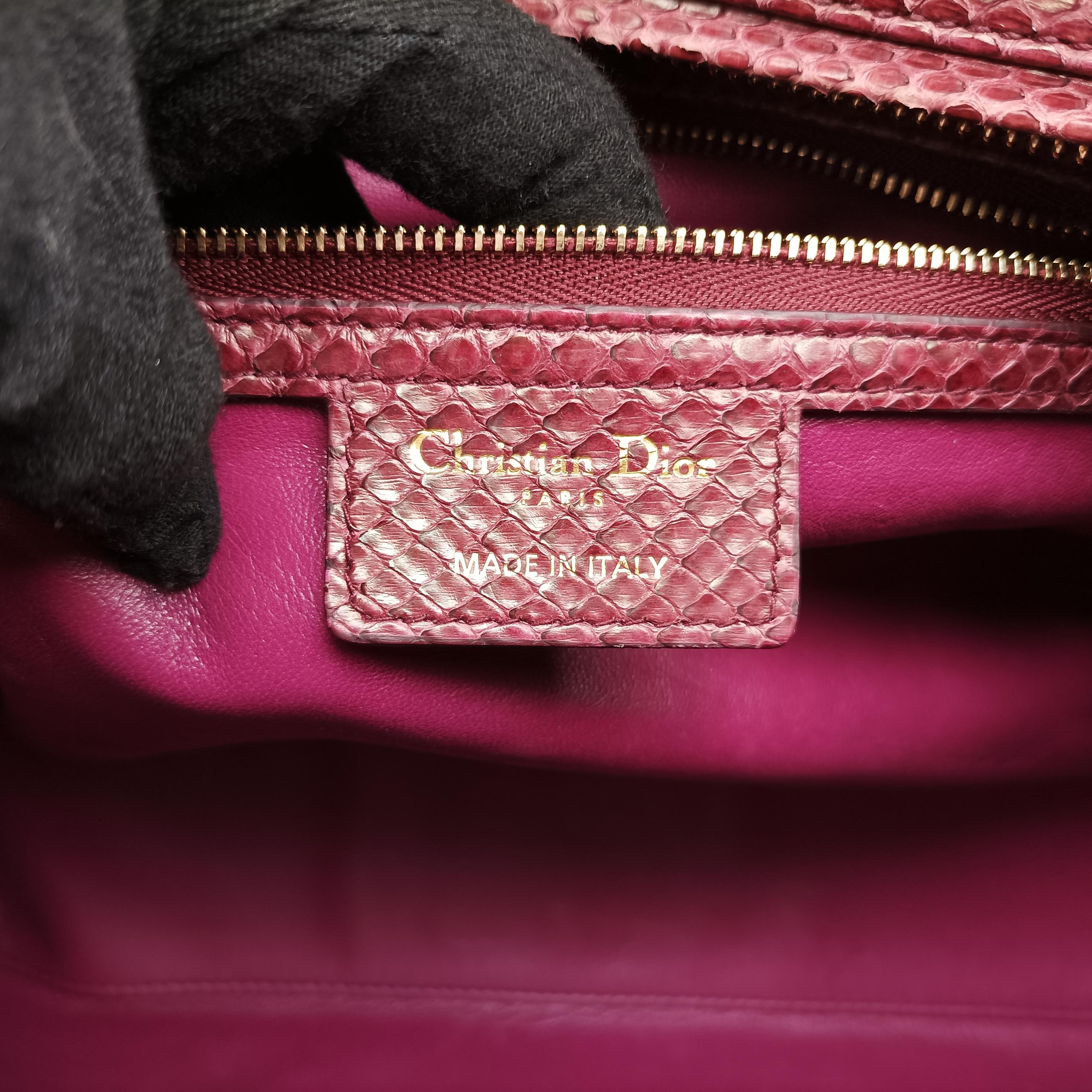 Pre-owned Christian Dior Lady Dior Pink×Multicolour snakeskin  shoulderbag | stylenewstar