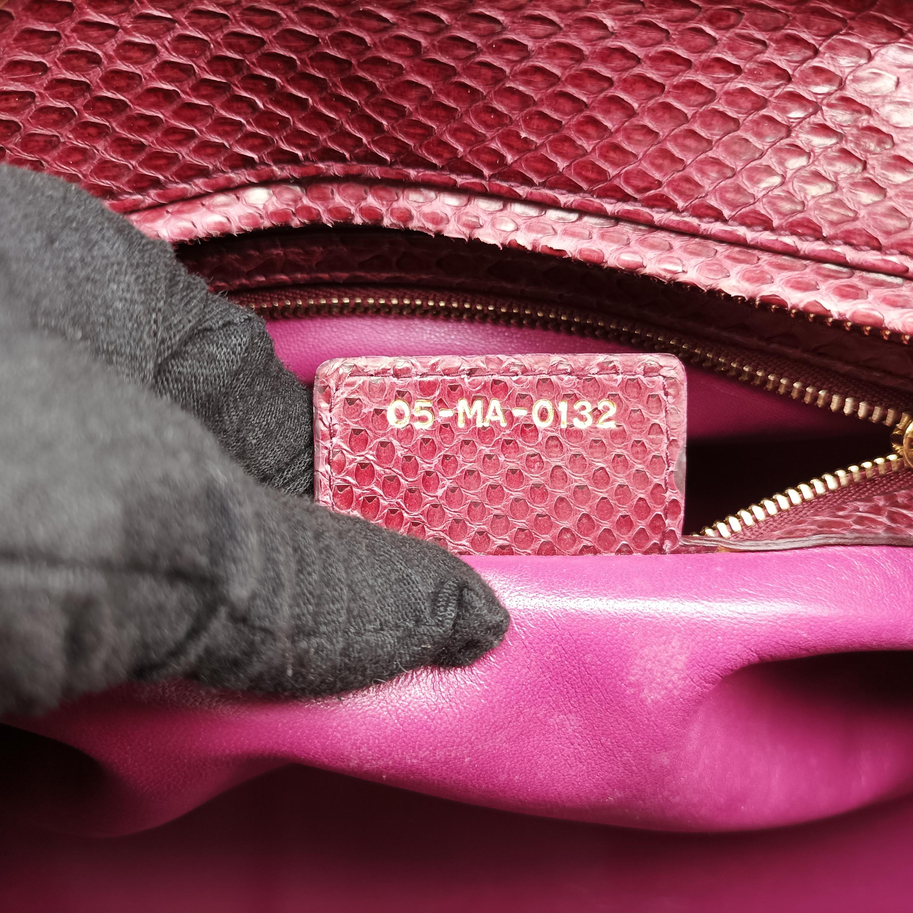 Pre-owned Christian Dior Lady Dior Pink×Multicolour snakeskin  shoulderbag | stylenewstar