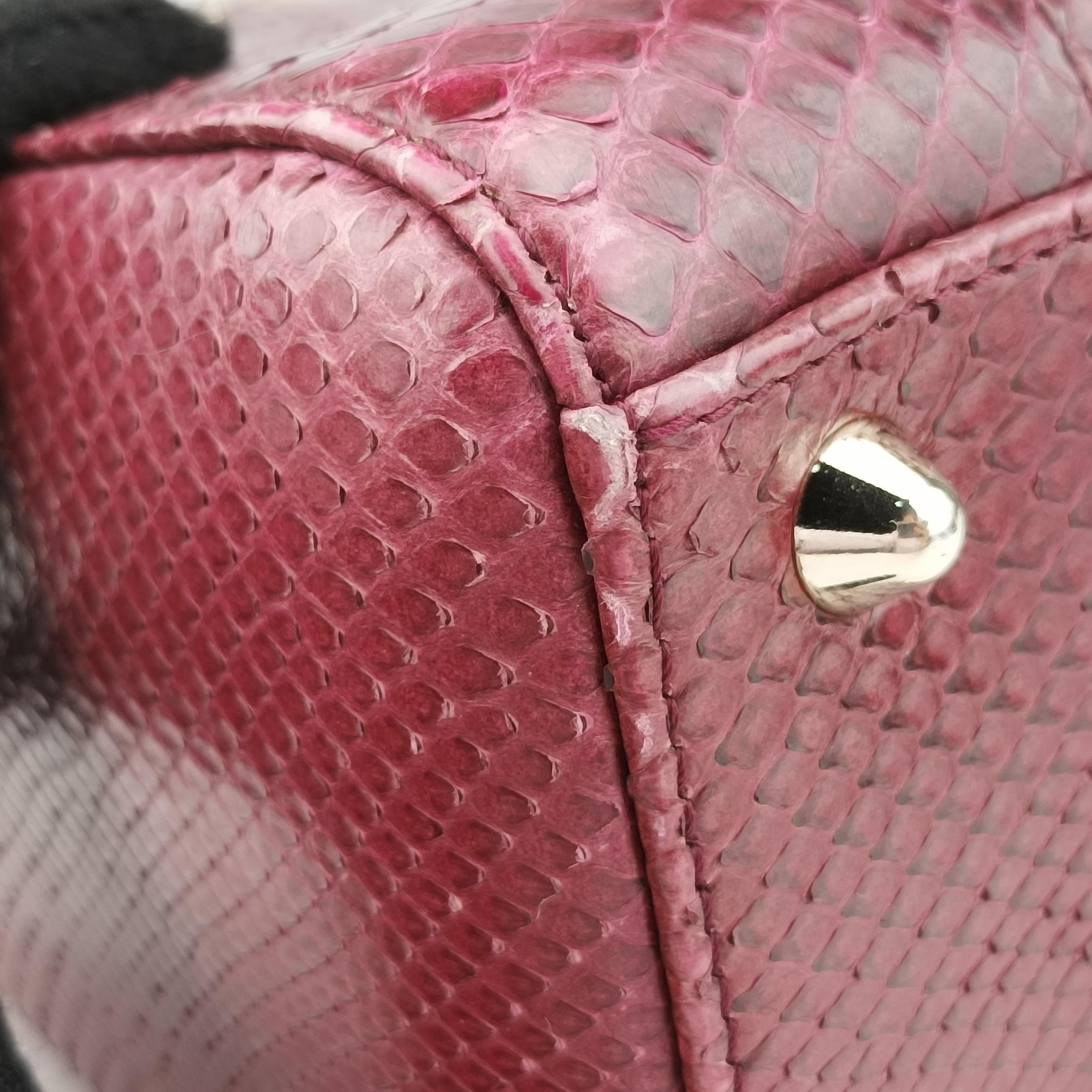 Pre-owned Christian Dior Lady Dior Pink×Multicolour snakeskin  shoulderbag | stylenewstar