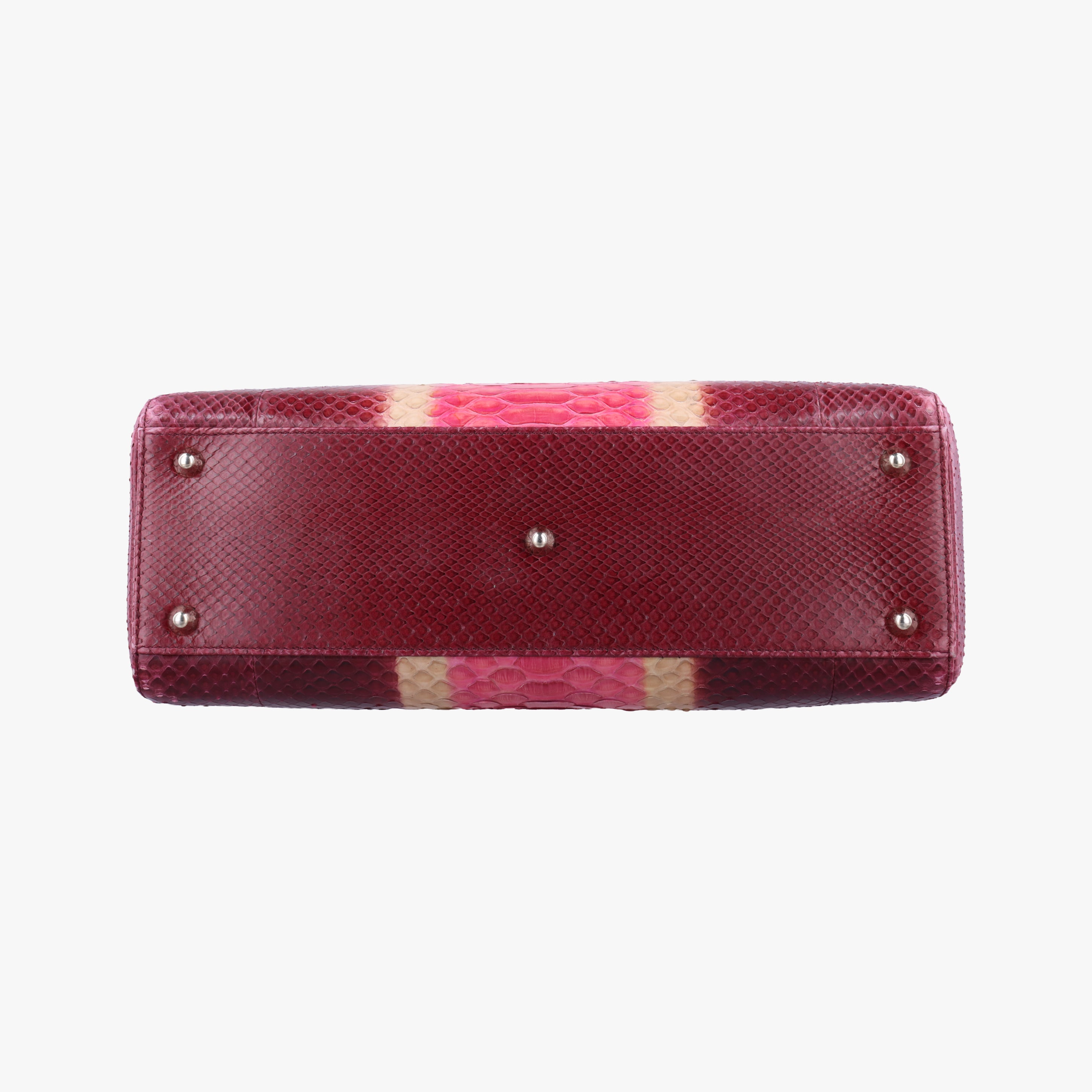 Pre-owned Christian Dior Lady Dior Pink×Multicolour snakeskin  shoulderbag | stylenewstar