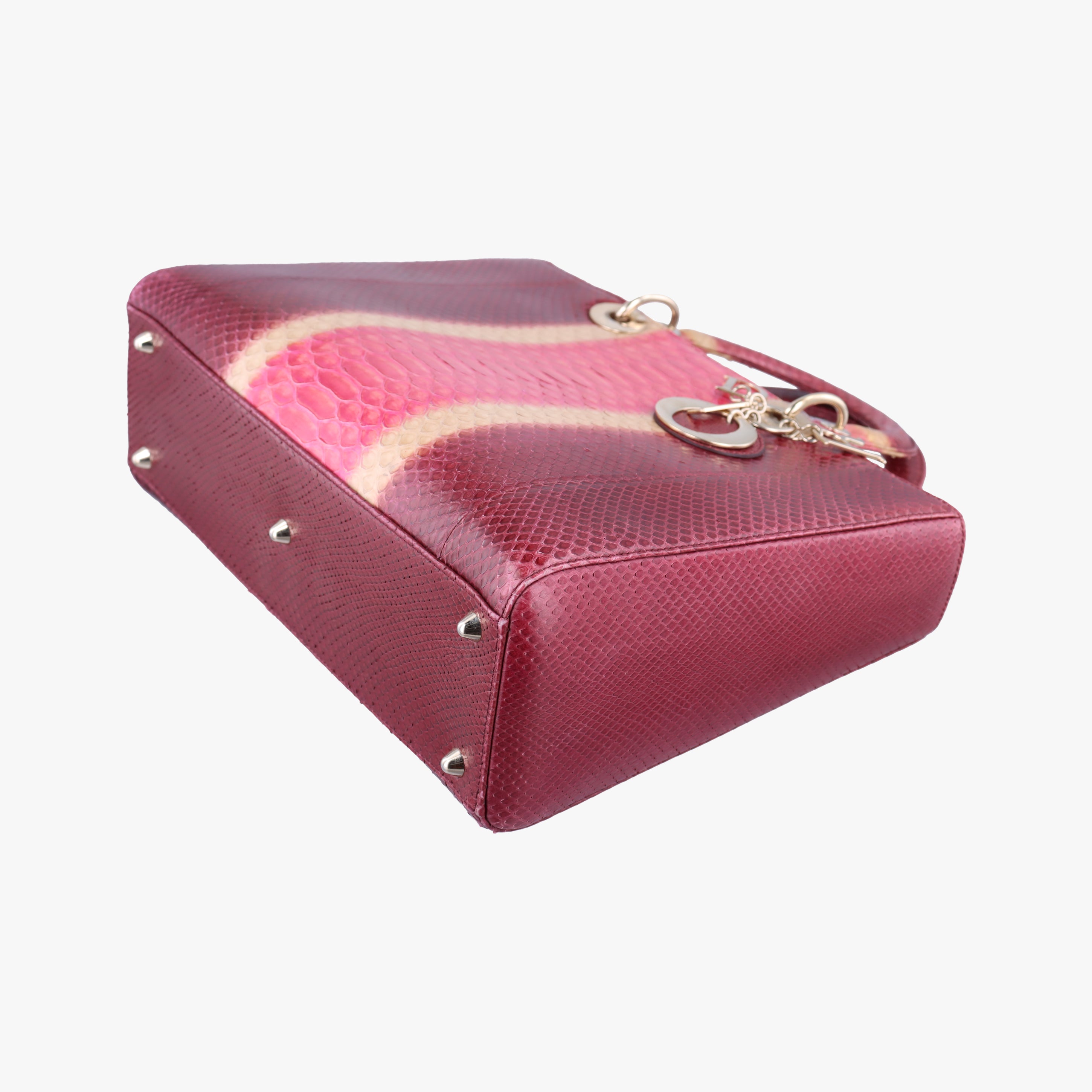 Pre-owned Christian Dior Lady Dior Pink×Multicolour snakeskin  shoulderbag | stylenewstar