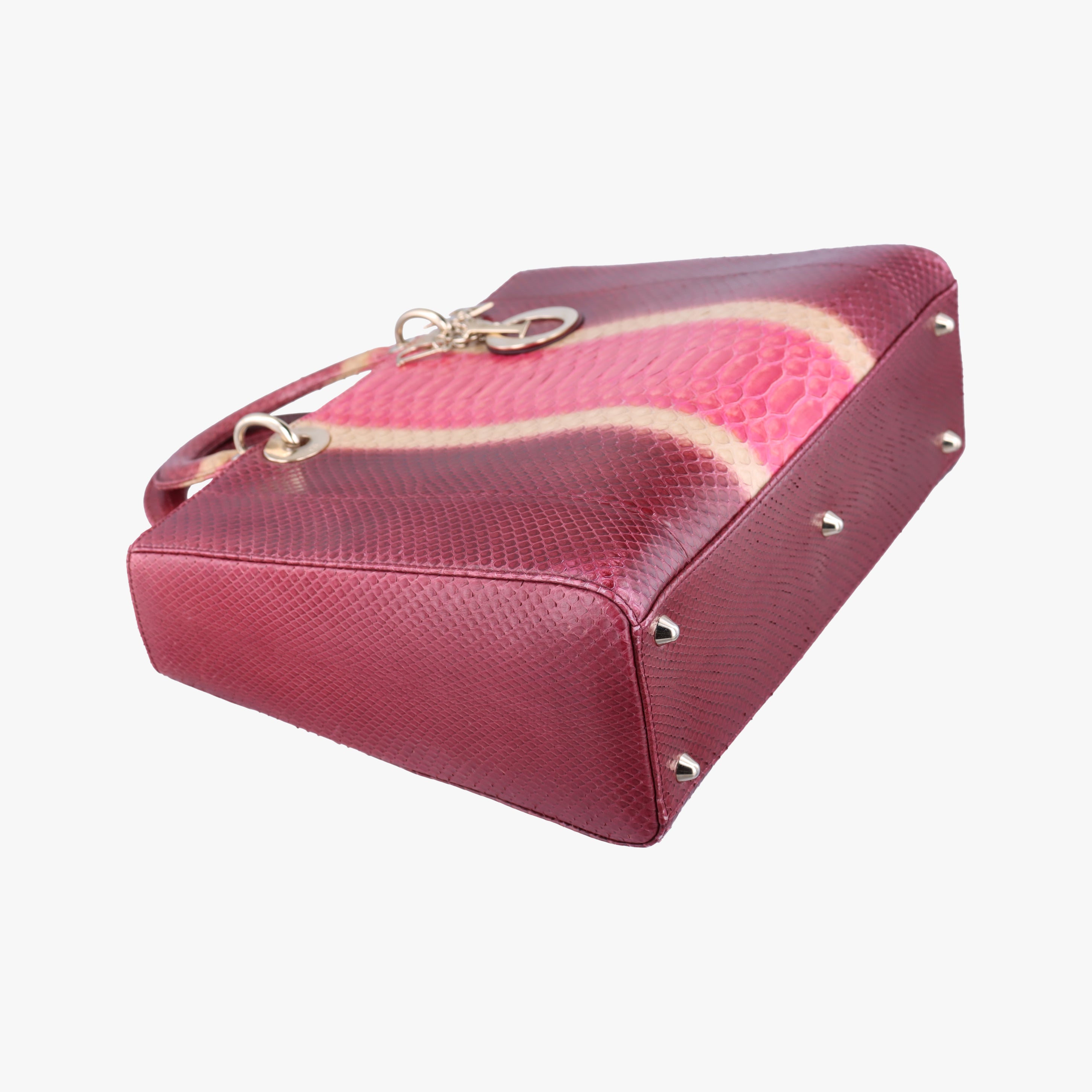 Pre-owned Christian Dior Lady Dior Pink×Multicolour snakeskin  shoulderbag | stylenewstar