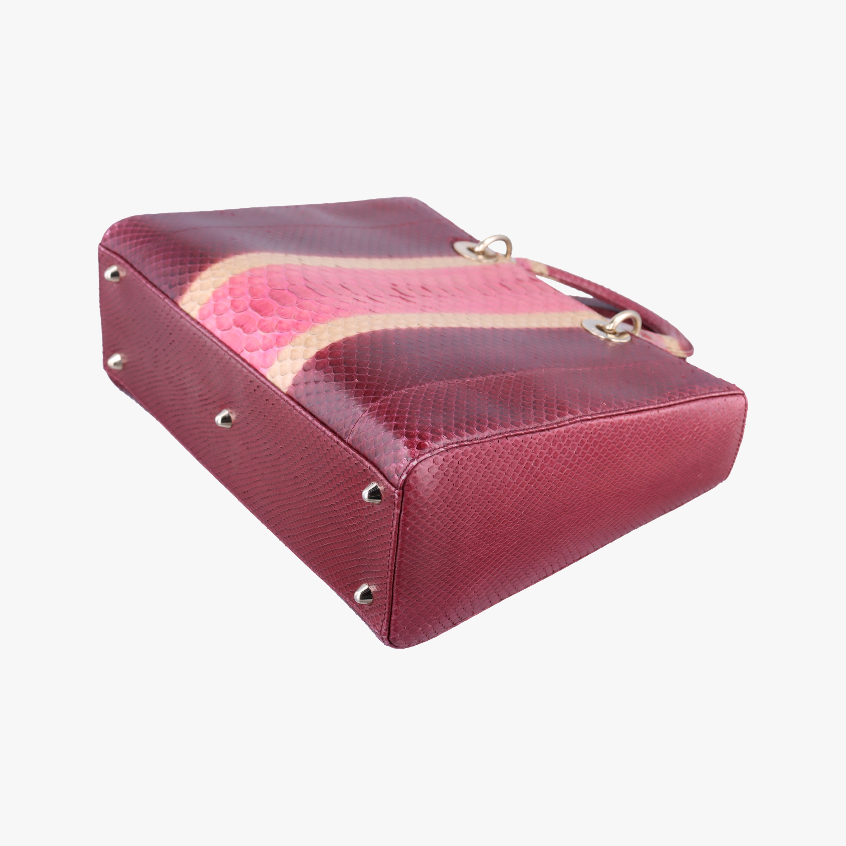 Pre-owned Christian Dior Lady Dior Pink×Multicolour snakeskin  shoulderbag | stylenewstar