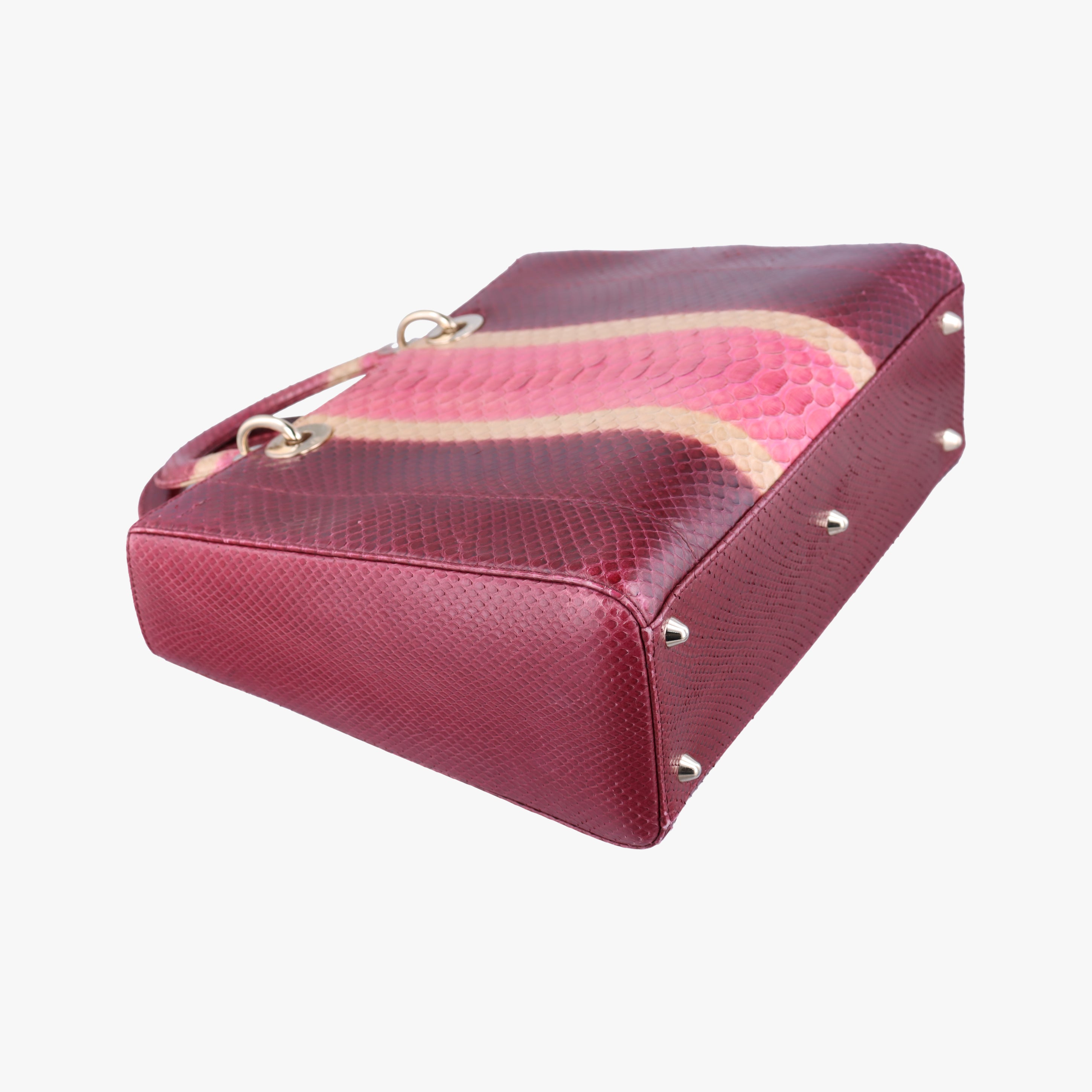 Pre-owned Christian Dior Lady Dior Pink×Multicolour snakeskin  shoulderbag | stylenewstar