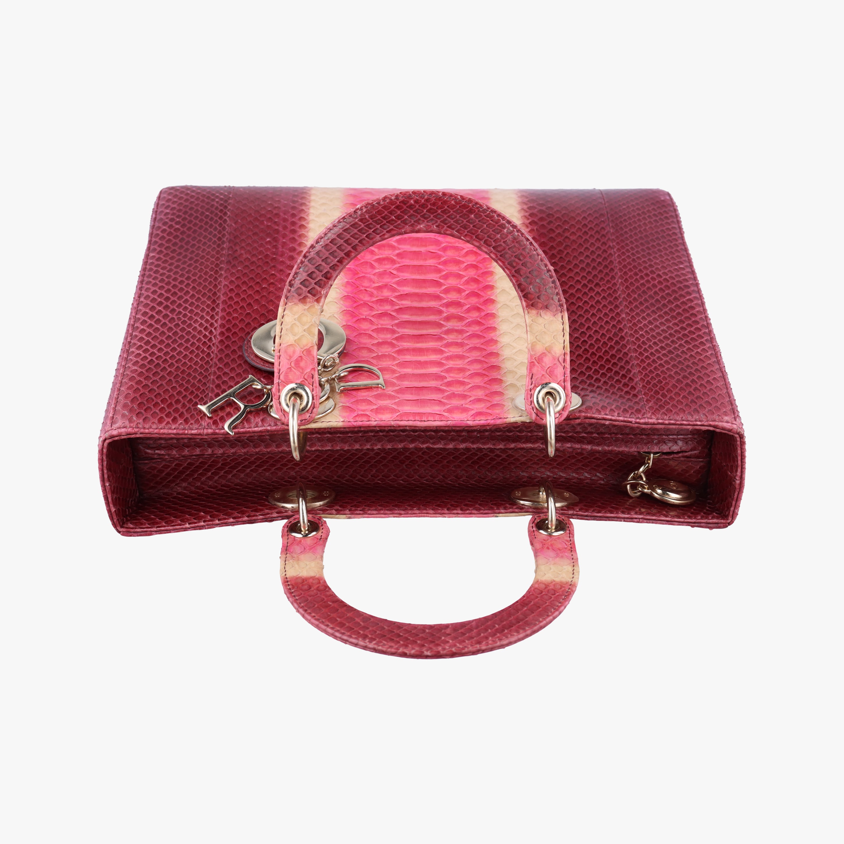 Pre-owned Christian Dior Lady Dior Pink×Multicolour snakeskin  shoulderbag | stylenewstar