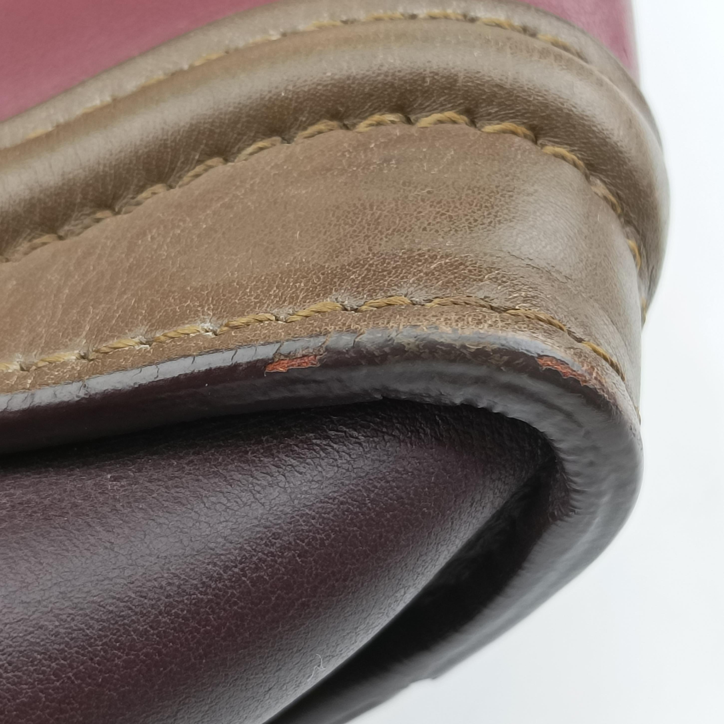 Pre-owned Celine luggage nano shopper Black× burgundy ×Brown Leather  handbag | stylenewstar