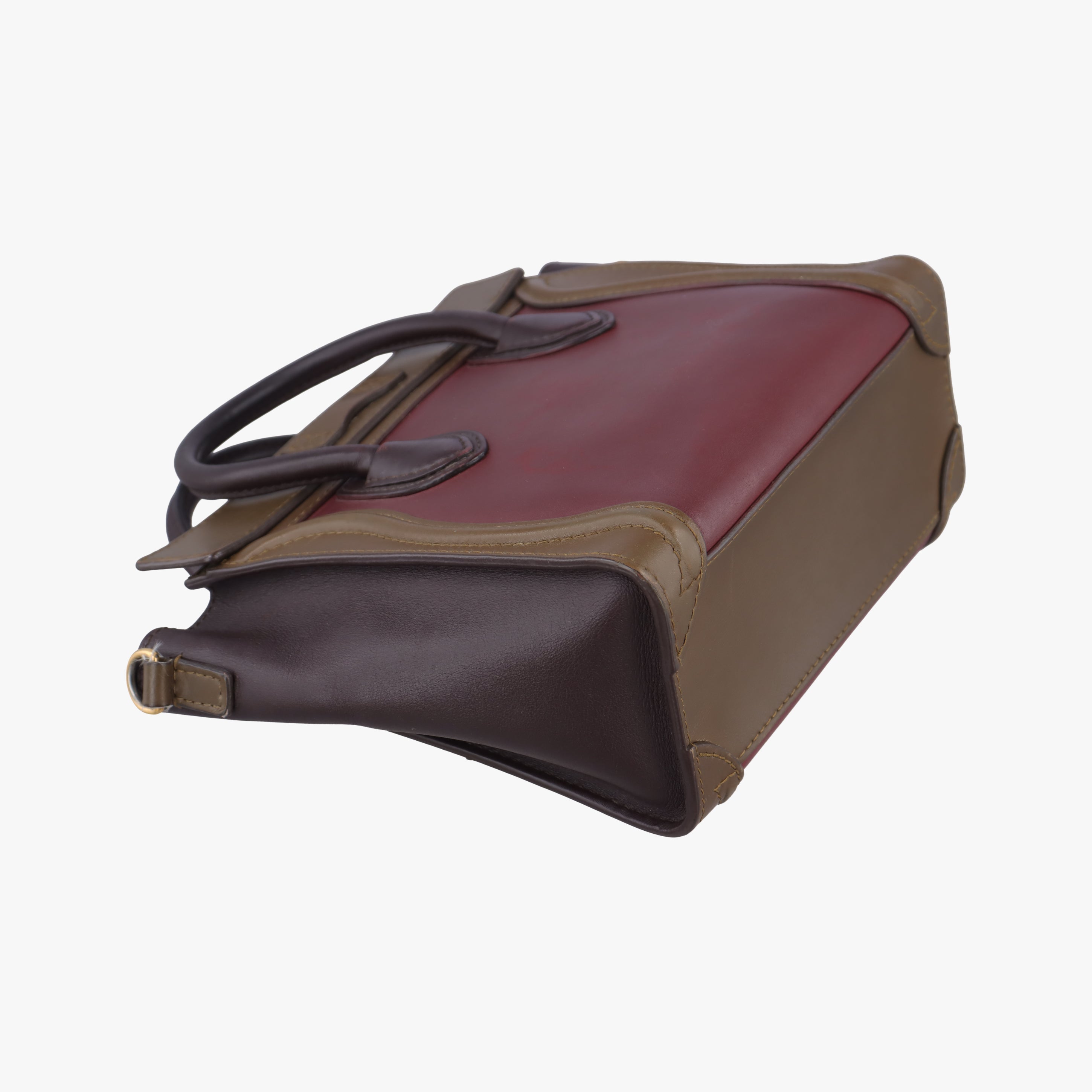 Pre-owned Celine luggage nano shopper Black× burgundy ×Brown Leather  handbag | stylenewstar