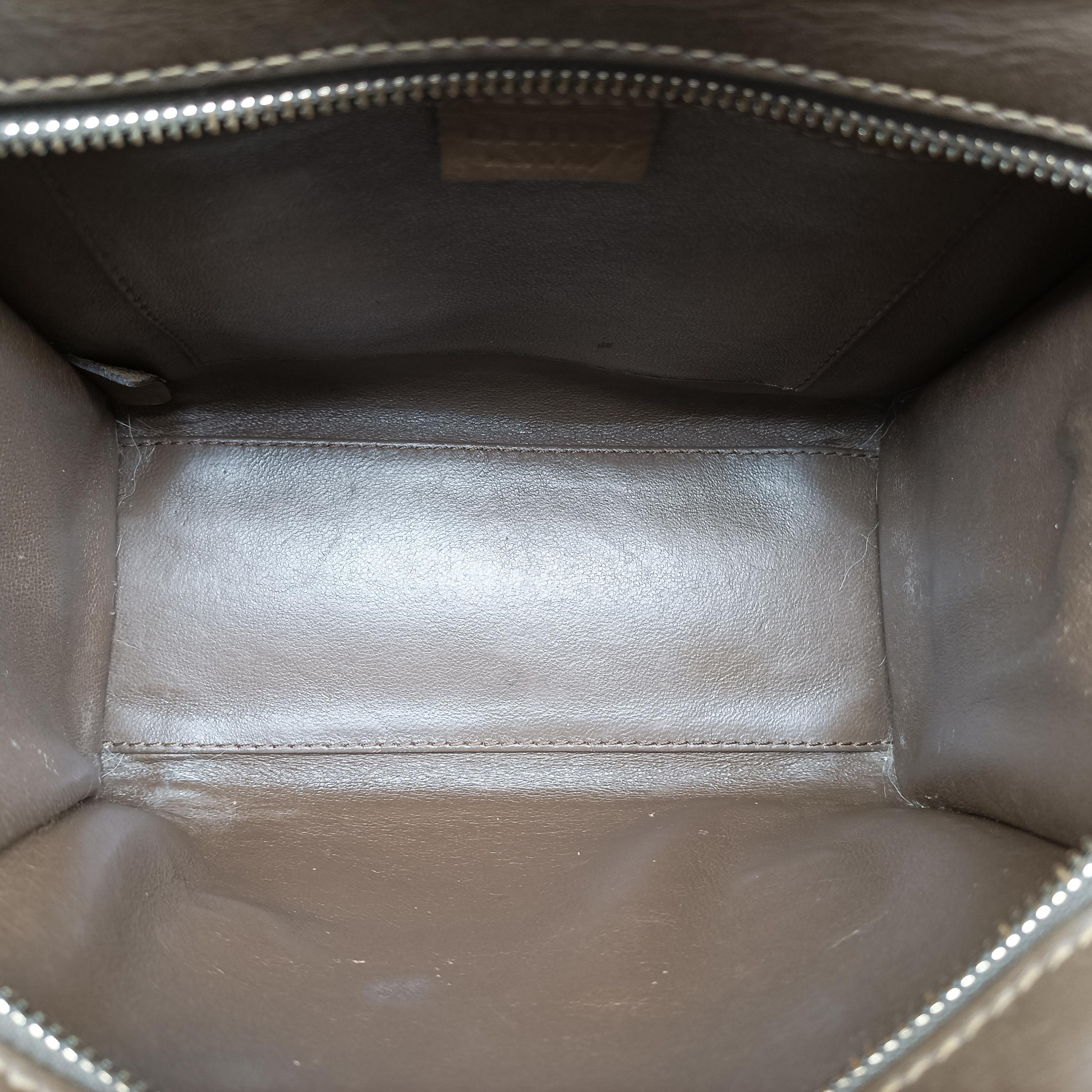 Pre-owned Celine luggage nano shopper Black× burgundy ×Brown Leather  handbag | stylenewstar