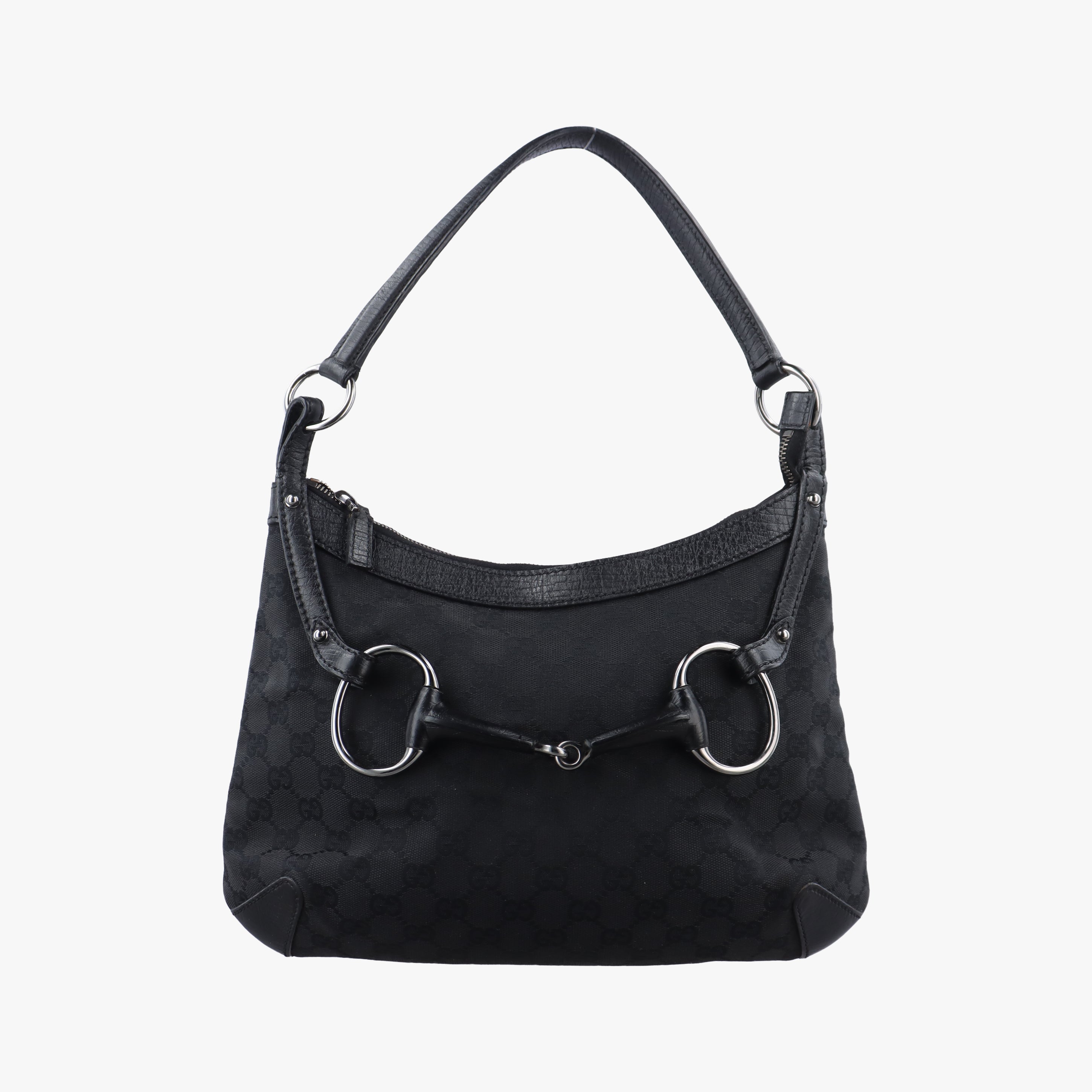 Pre-owned Gucci Horsebit Hobo Black Fabric×leather 114890 handbag | stylenewstar