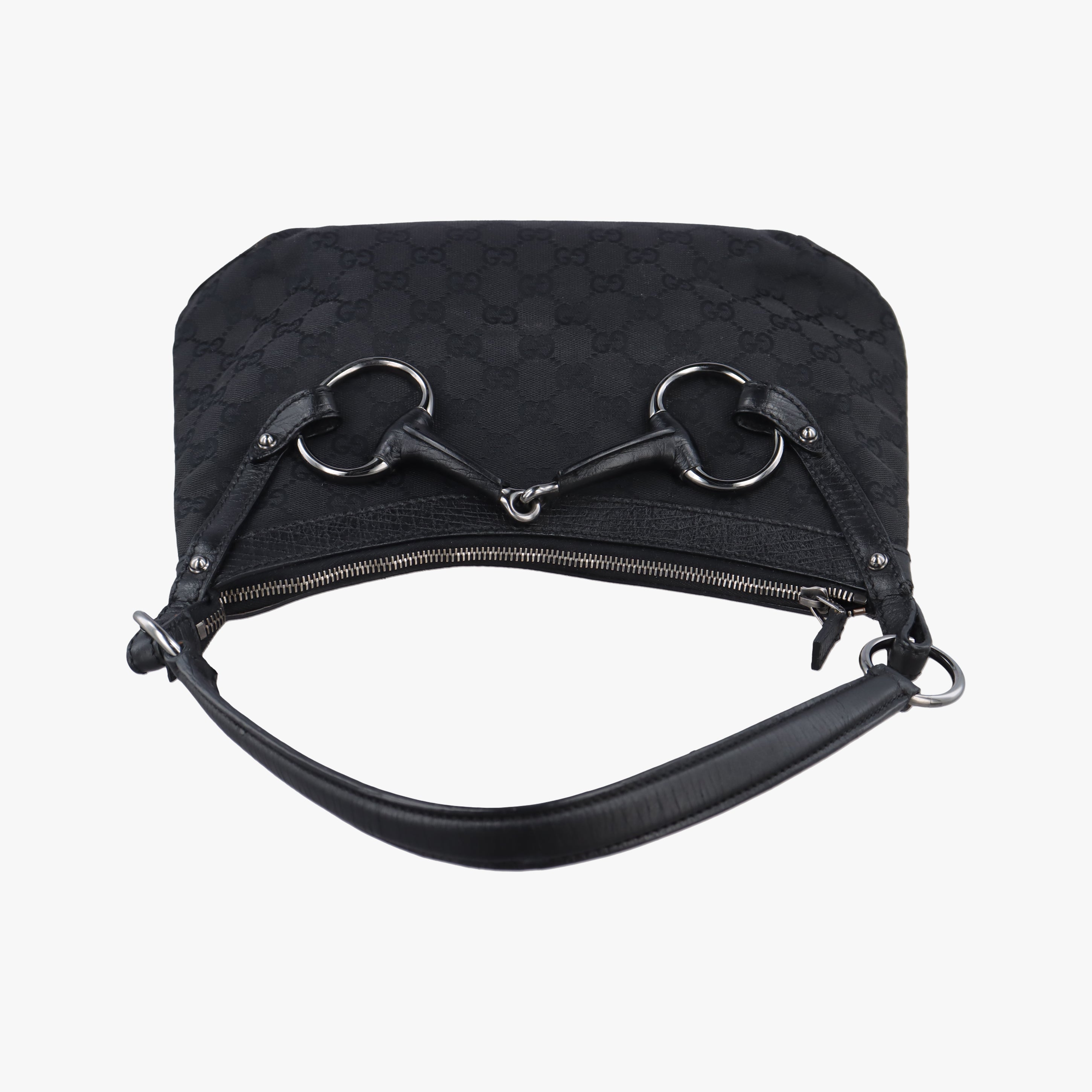 Pre-owned Gucci Horsebit Hobo Black Fabric×leather 114890 handbag | stylenewstar