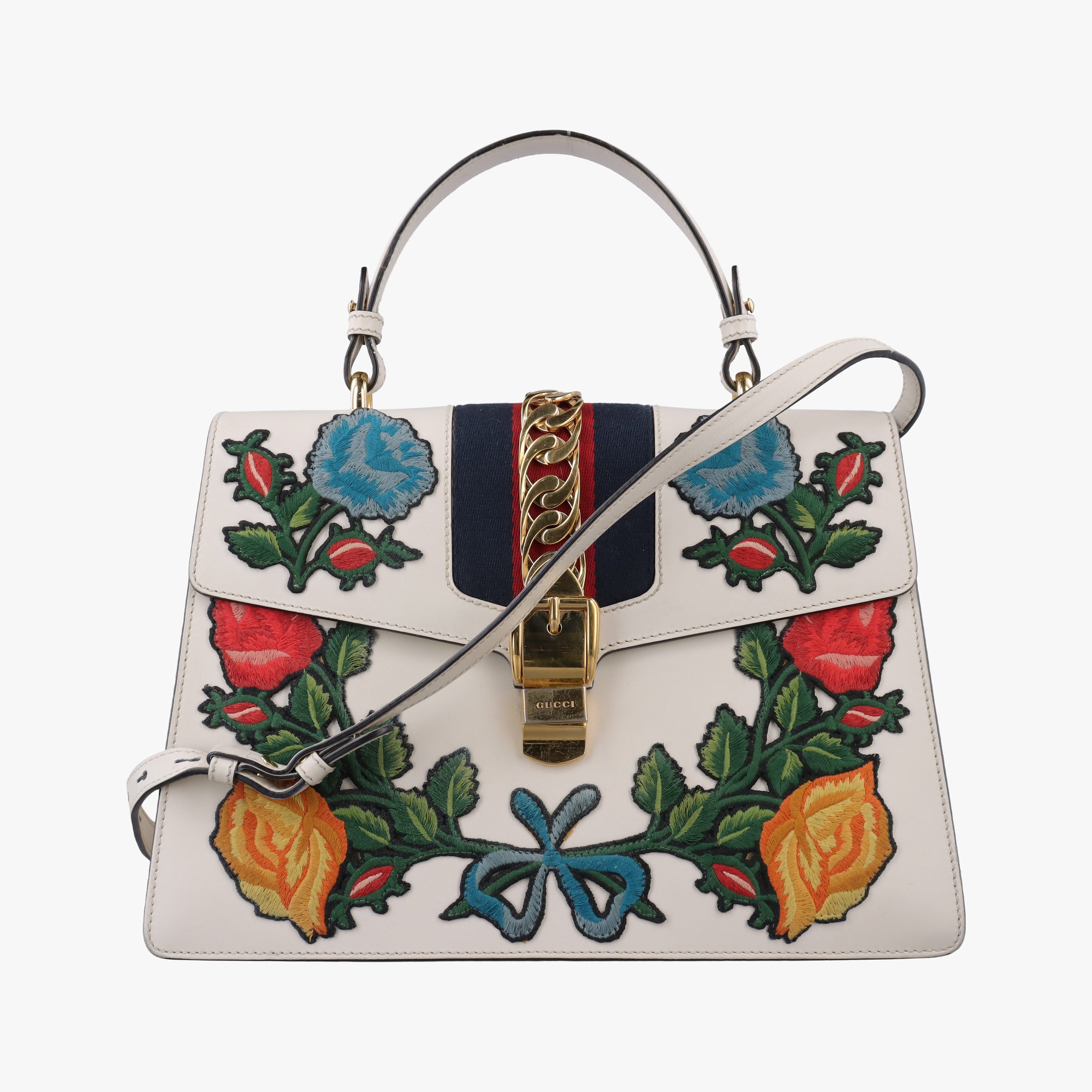 Secondhand Gucci Sylvie White×multicolor Leather 431665 shoulderbag | stylenewstar
