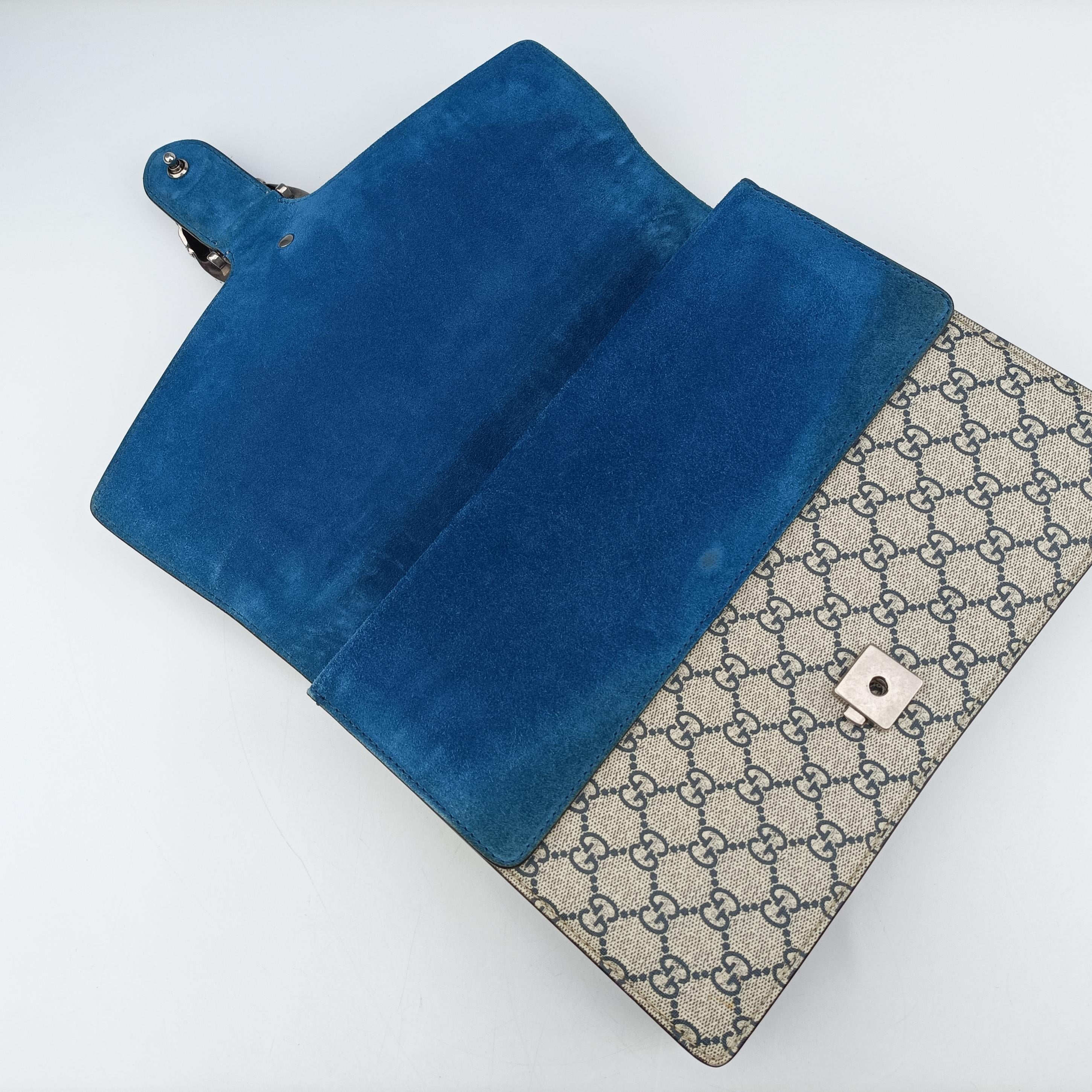 Pre-owned Gucci Dionysus beige×blue×multicolor PVC coated canvas 400235 shoulderbag | stylenewstar