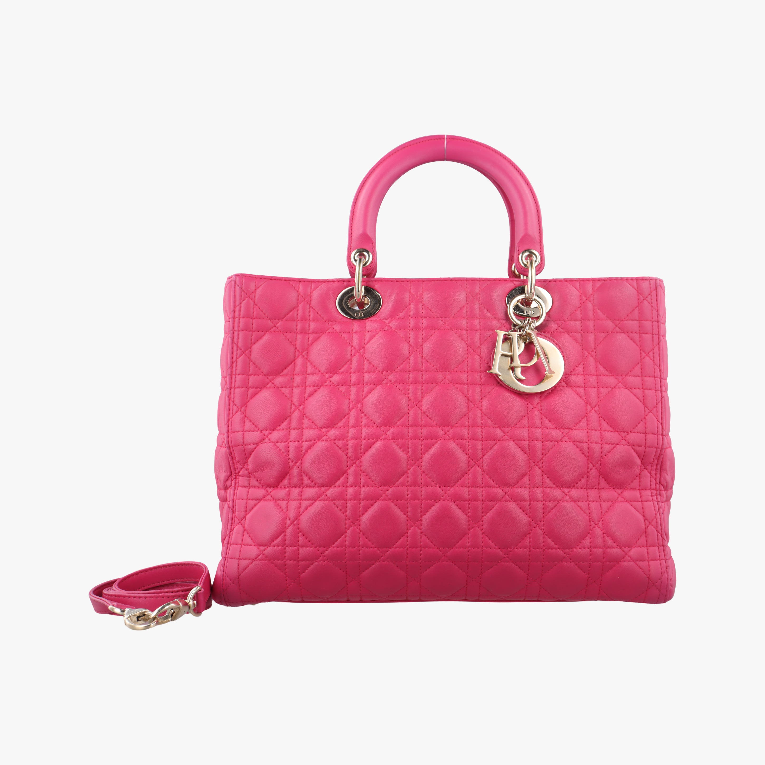 Pre-owned Christian Dior Lady Dior Rose lambskin  shoulderbag | stylenewstar