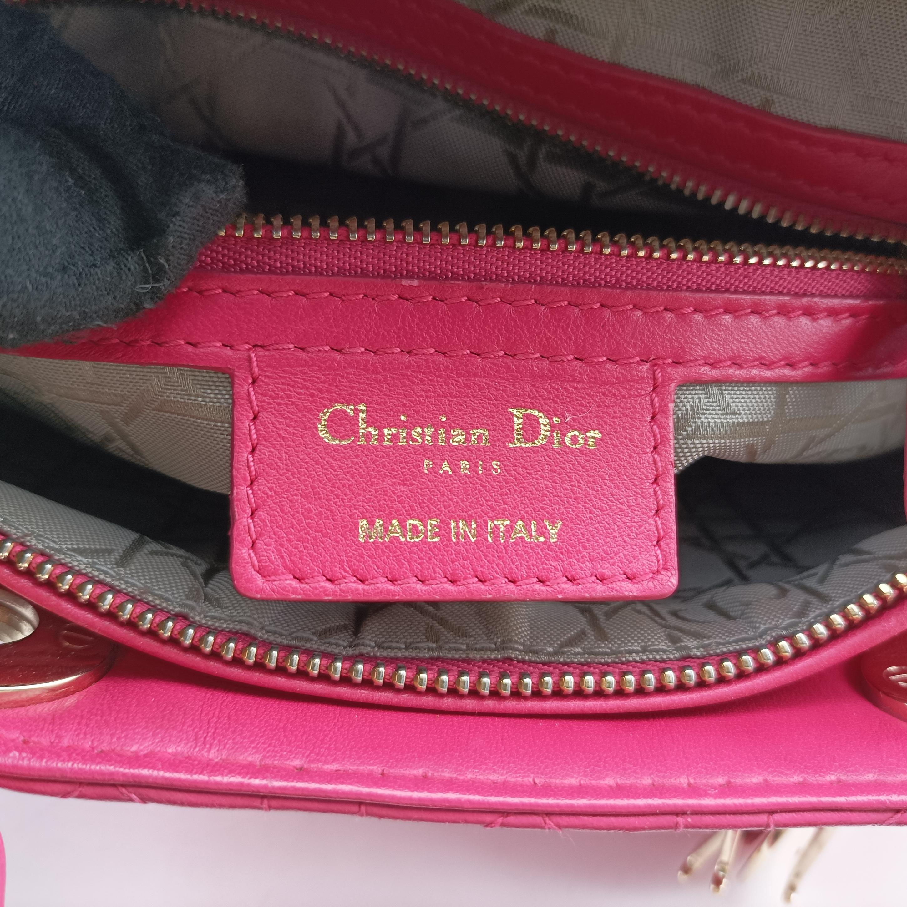 Pre-owned Christian Dior Lady Dior Rose lambskin  shoulderbag | stylenewstar