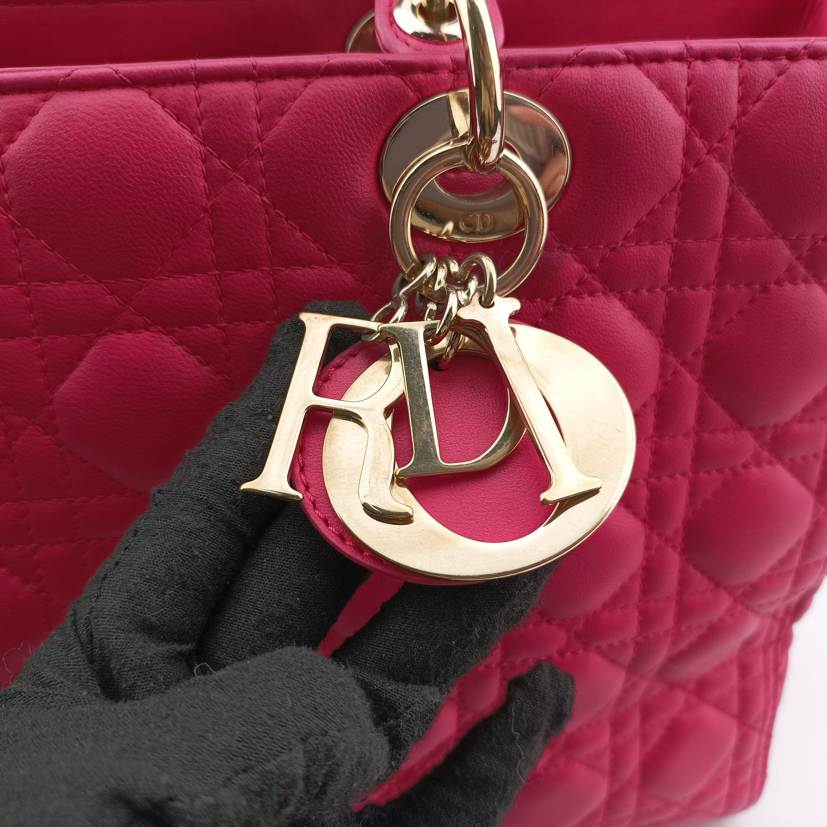 Pre-owned Christian Dior Lady Dior Rose lambskin  shoulderbag | stylenewstar