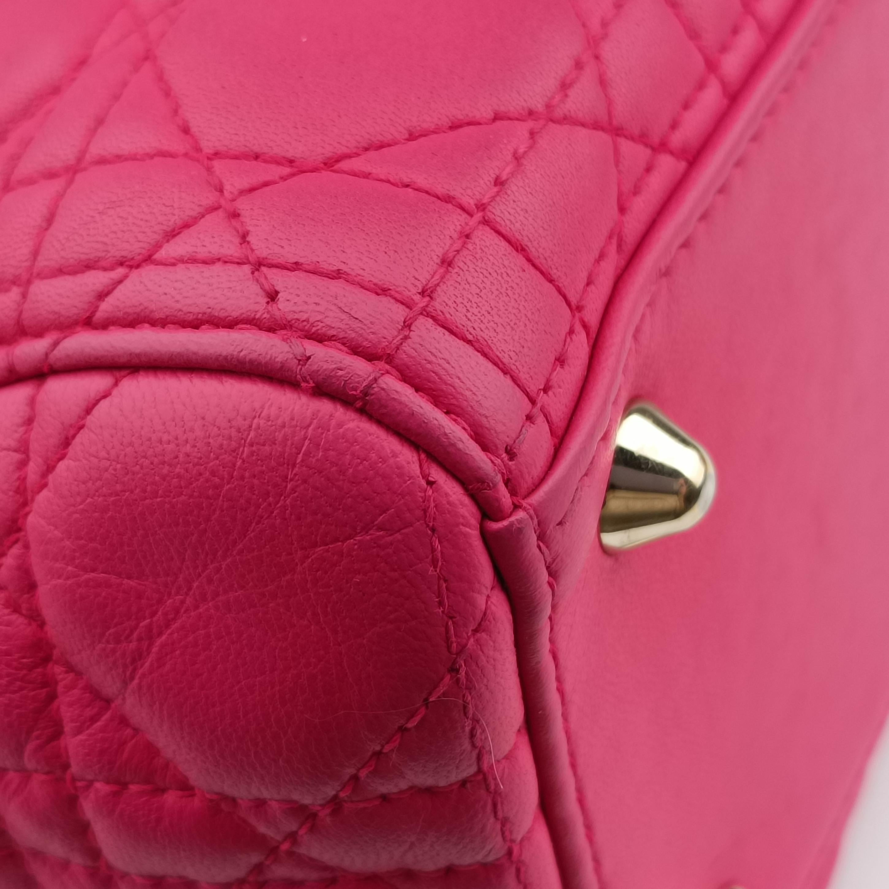 Pre-owned Christian Dior Lady Dior Rose lambskin  shoulderbag | stylenewstar