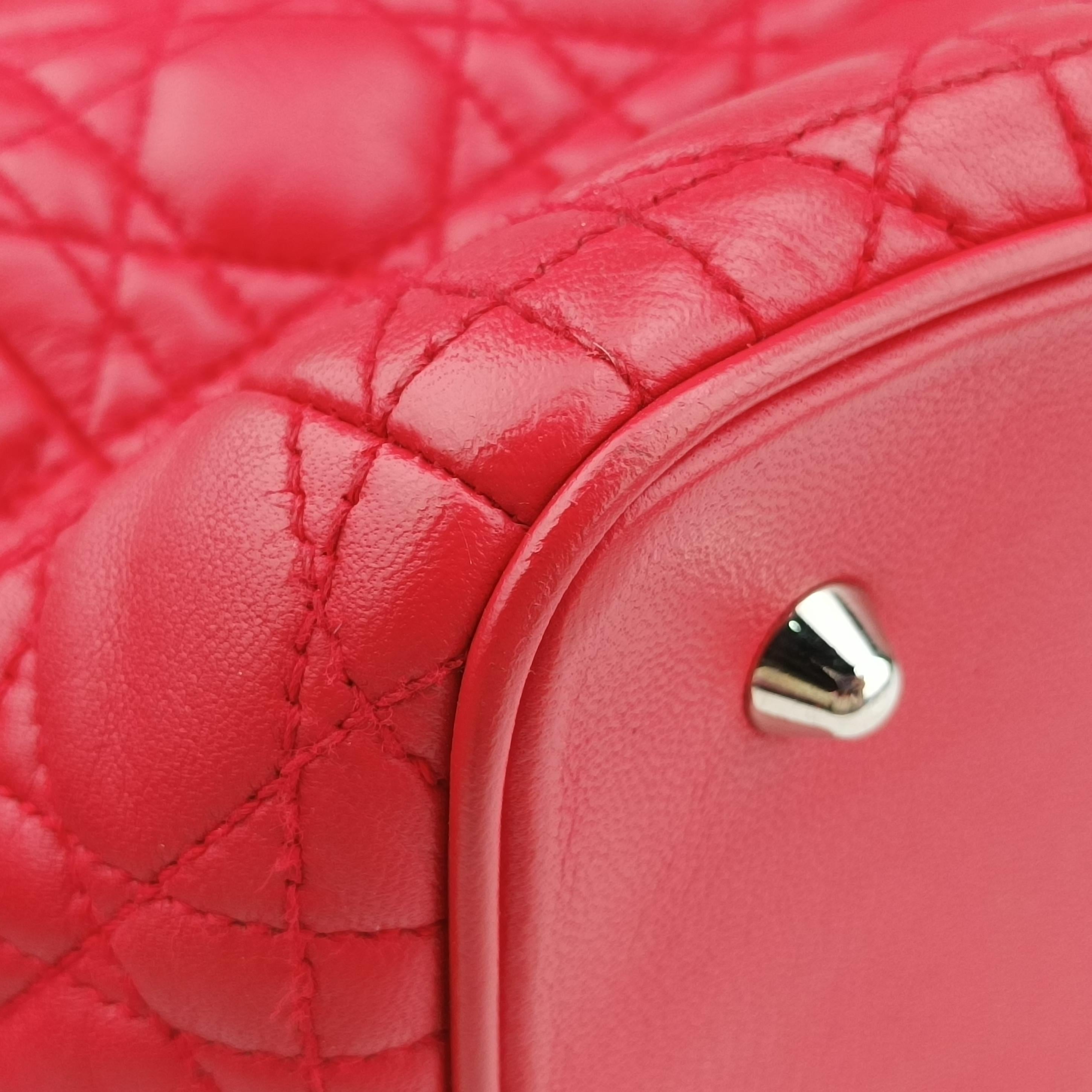 Pre-owned Christian Dior Lady Dior Red lambskin  shoulderbag | stylenewstar